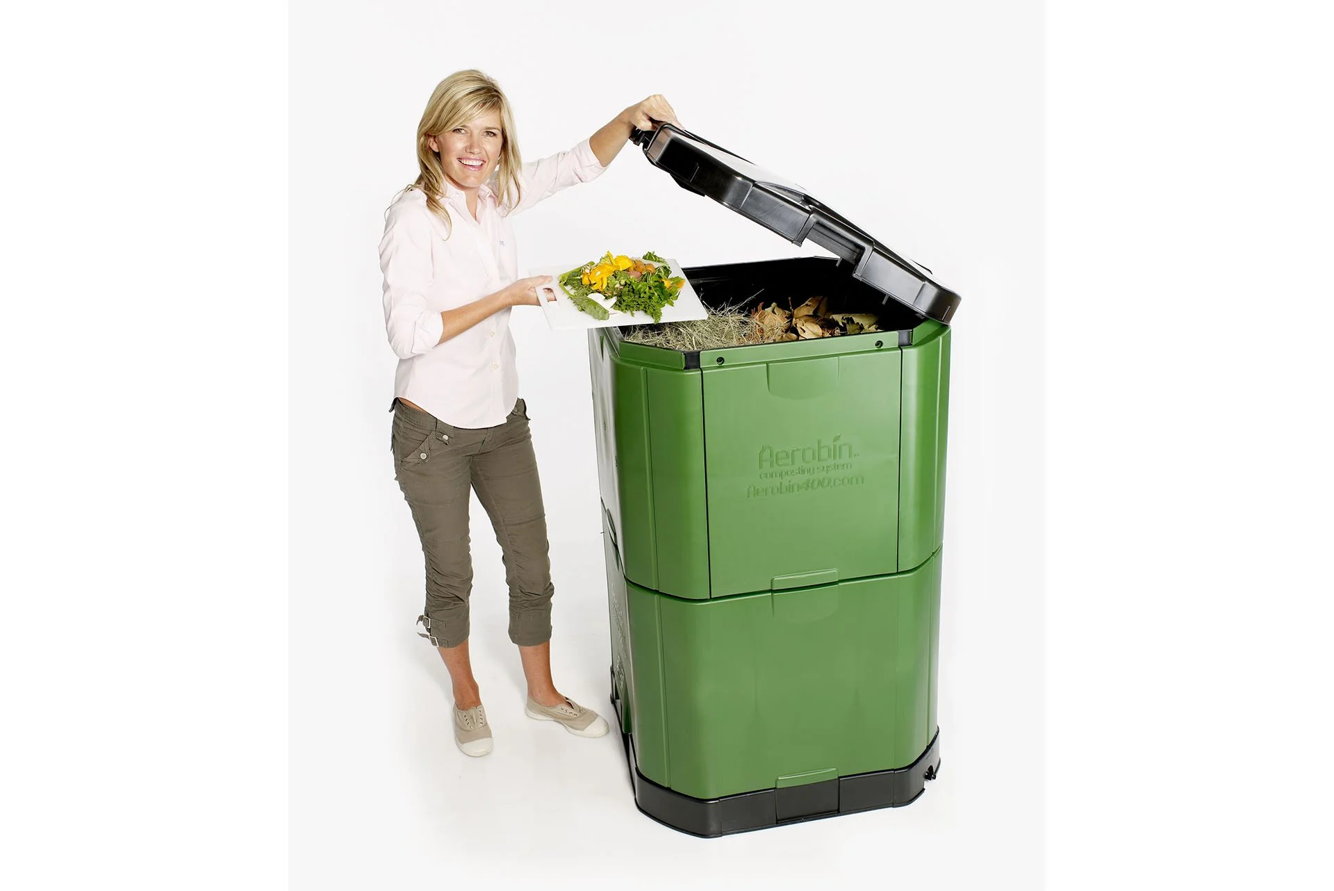 Maze 400L Aerobin Organic Compost Bin with Base - Green - Image 5