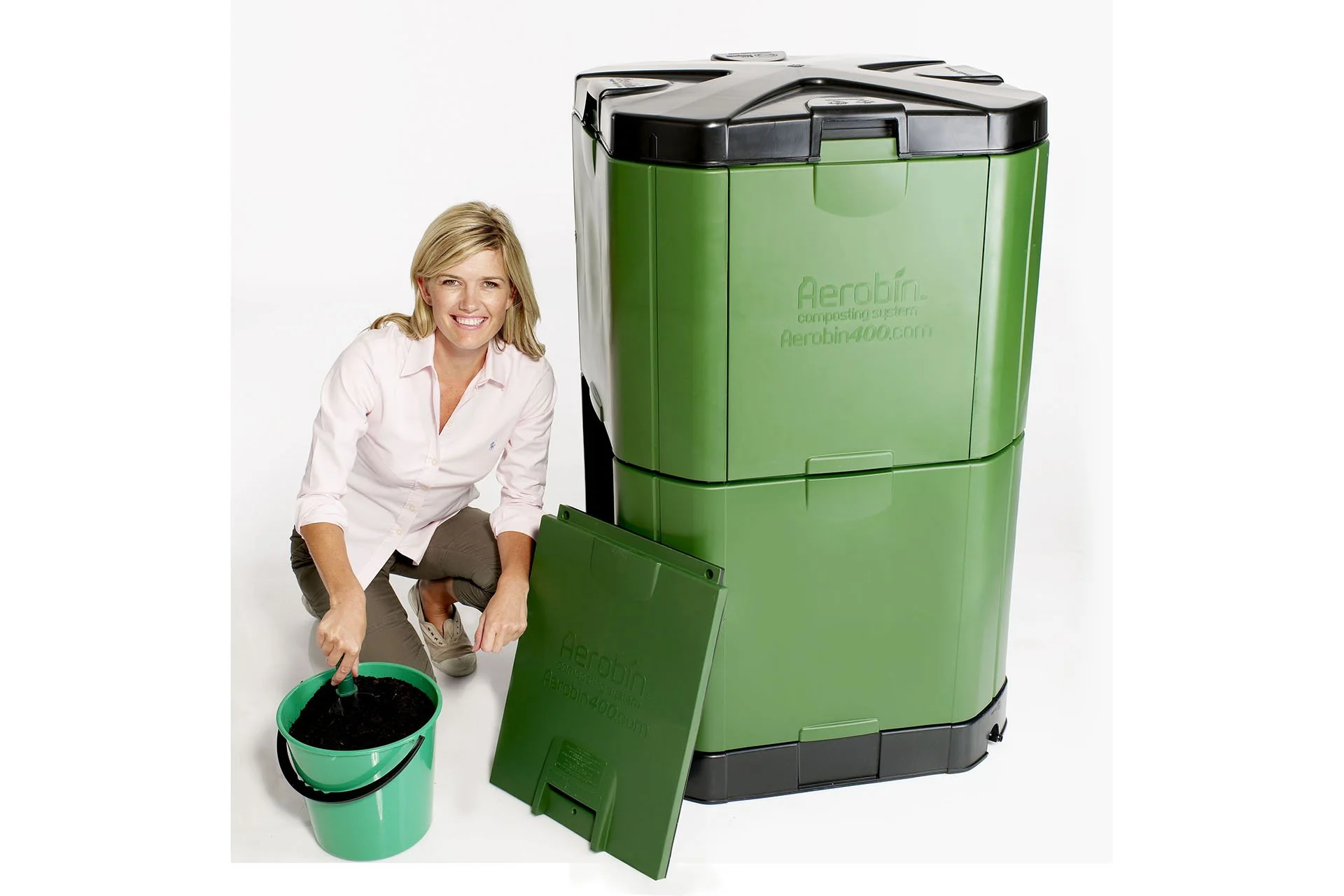 Maze 400L Aerobin Organic Compost Bin with Base - Green - Image 6