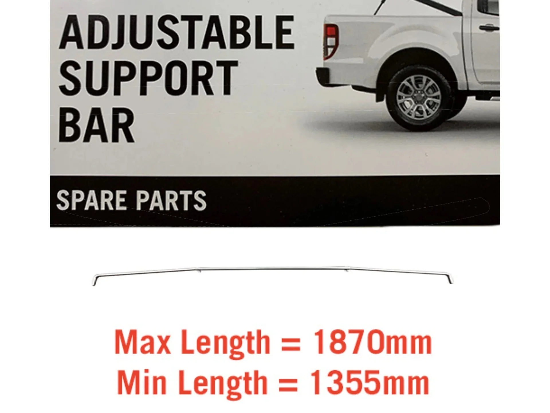 Adjustable Tonneau Ute Support Bar Universal Fit - Silver - Image 4