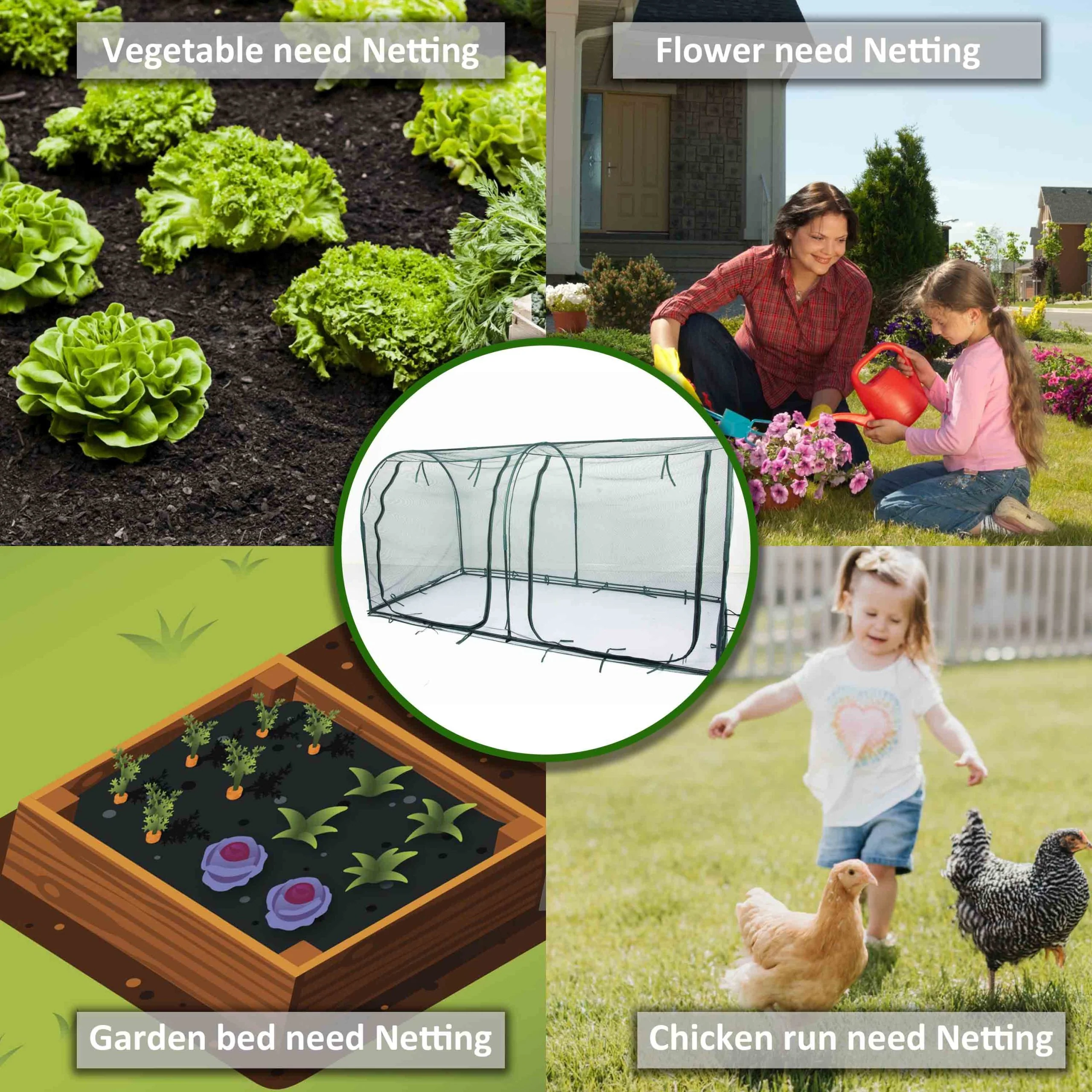 Maze Metal Frame Net Garden Tunnel - 2500L x 1250W x 1250H - Image 3