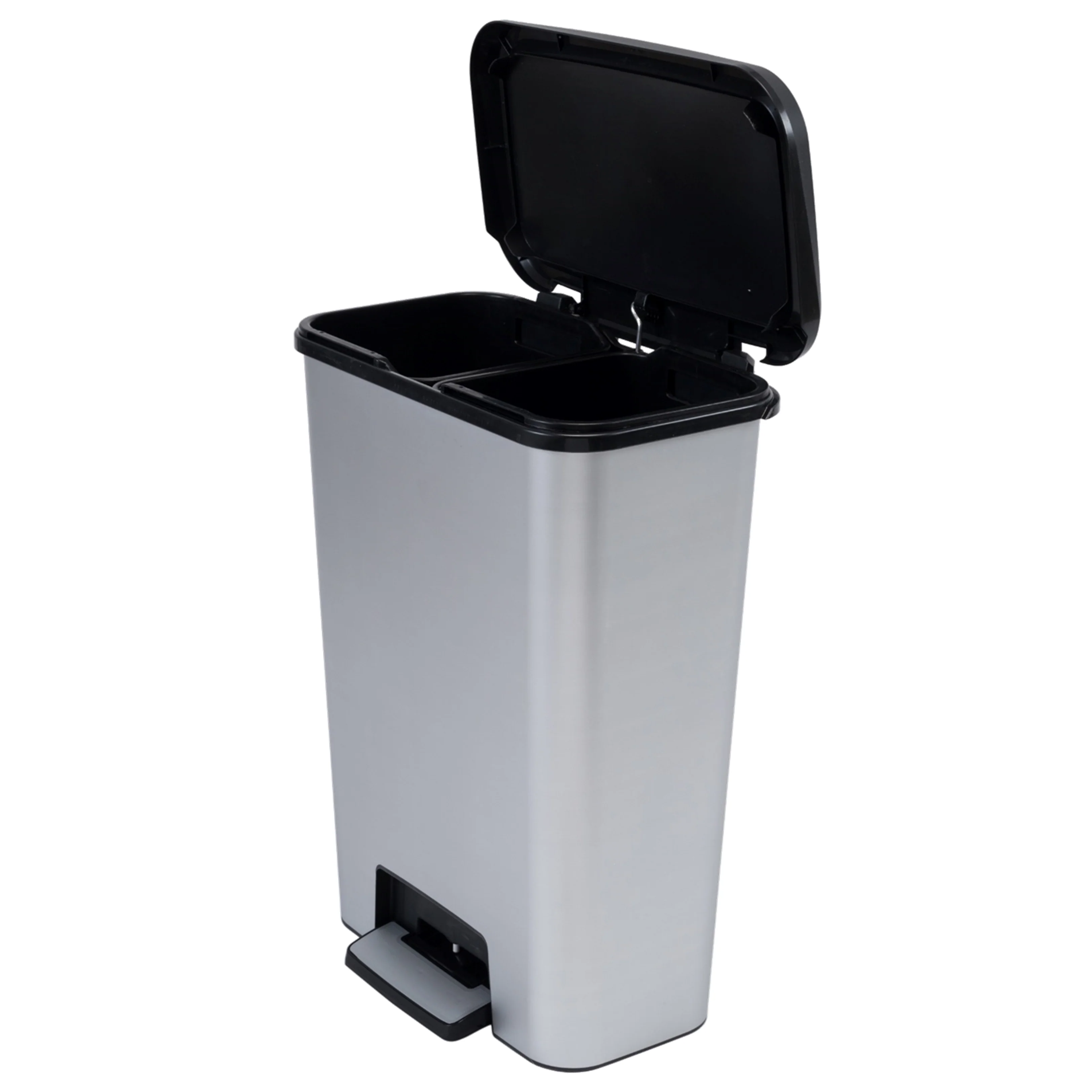 Curver Compattia Duo Pedal Bin – 2 X 23L – Steel Look - Image 4