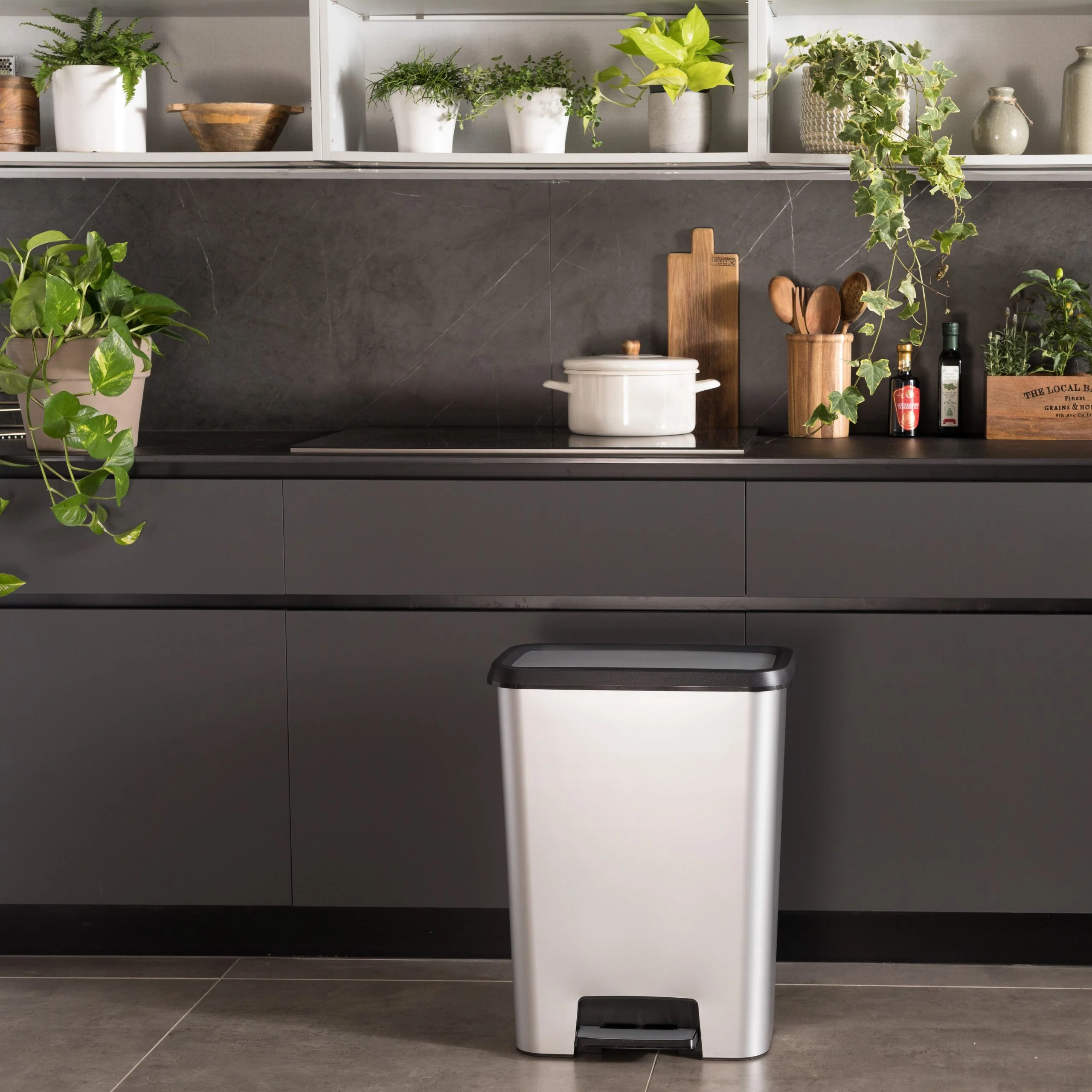 Curver Compattia Duo Pedal Bin – 2 X 23L – Steel Look - Image 5