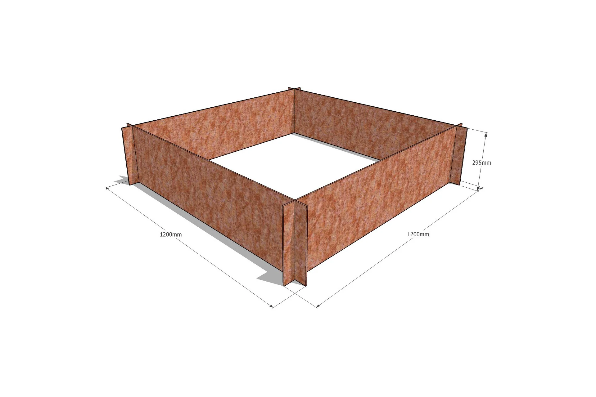 Greenlife Corten Steel Raised Garden Bed - 1200 x 1200 x 295mm - Image 2