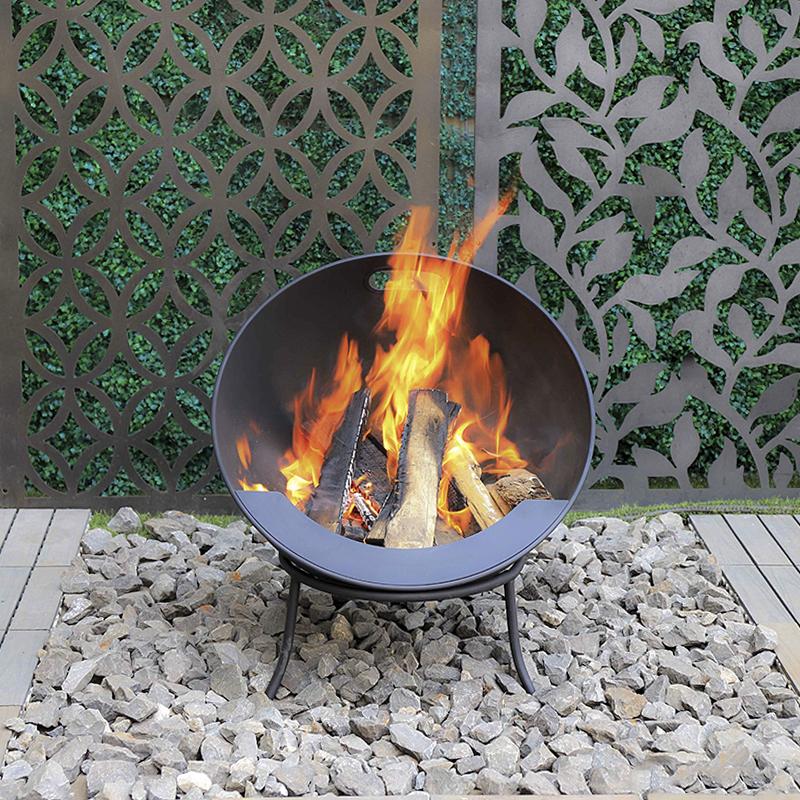 Greenlife Outdoor Fire Pit Half Globe Stadium Style 610mm Multi-Angle - Black - Image 6