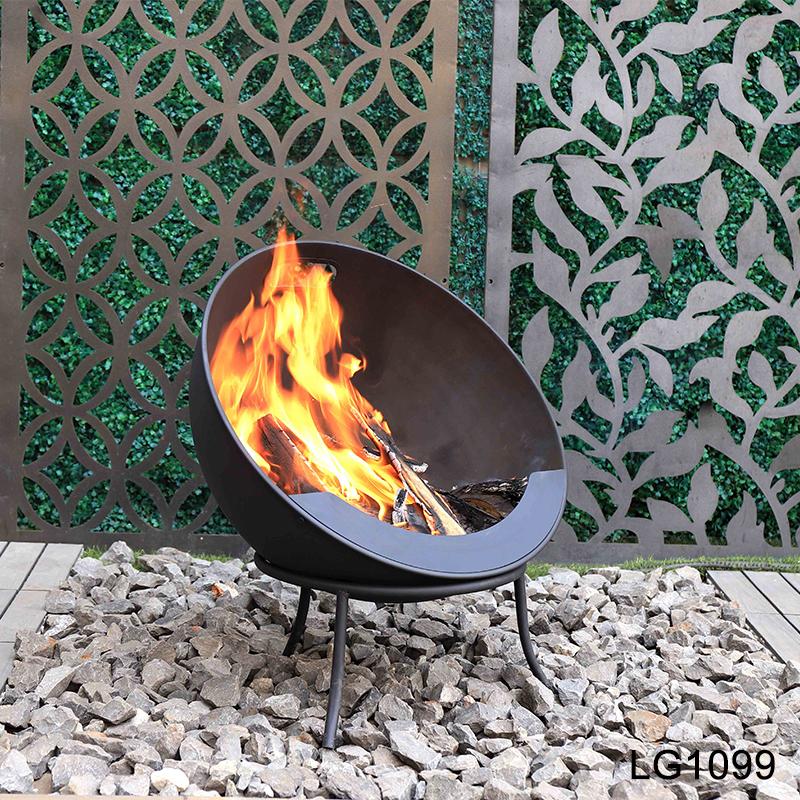 Greenlife Outdoor Fire Pit Half Globe Stadium Style 610mm Multi-Angle - Black - Image 7