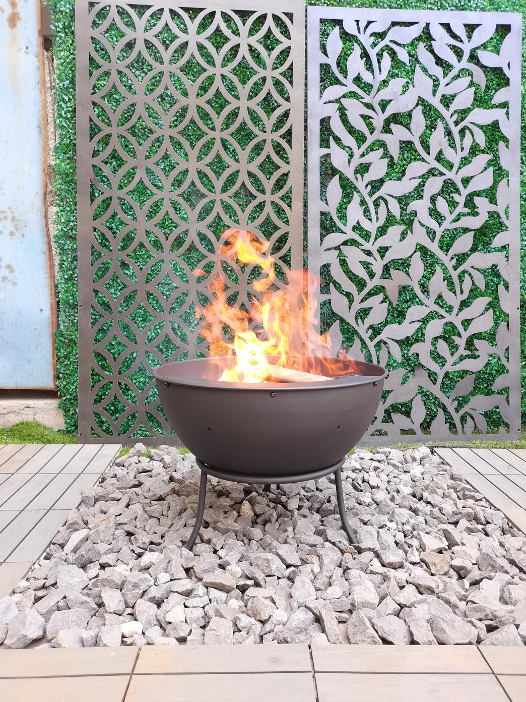 Greenlife Outdoor Fire Pit Half Globe Stadium Style 610mm Multi-Angle - Black - Image 8