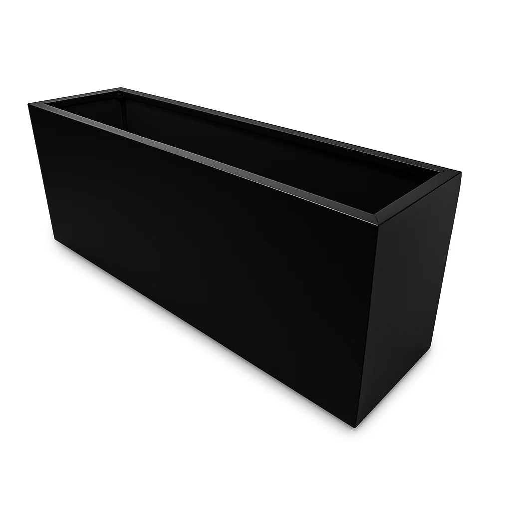 Greenlife Metal Designer Planter Box with Base 1200 x 340 x 400mm Black