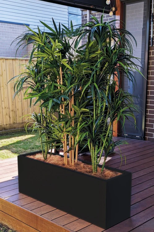 Greenlife Metal Designer Planter Box with Base 1200 x 340 x 400mm Black - Image 2