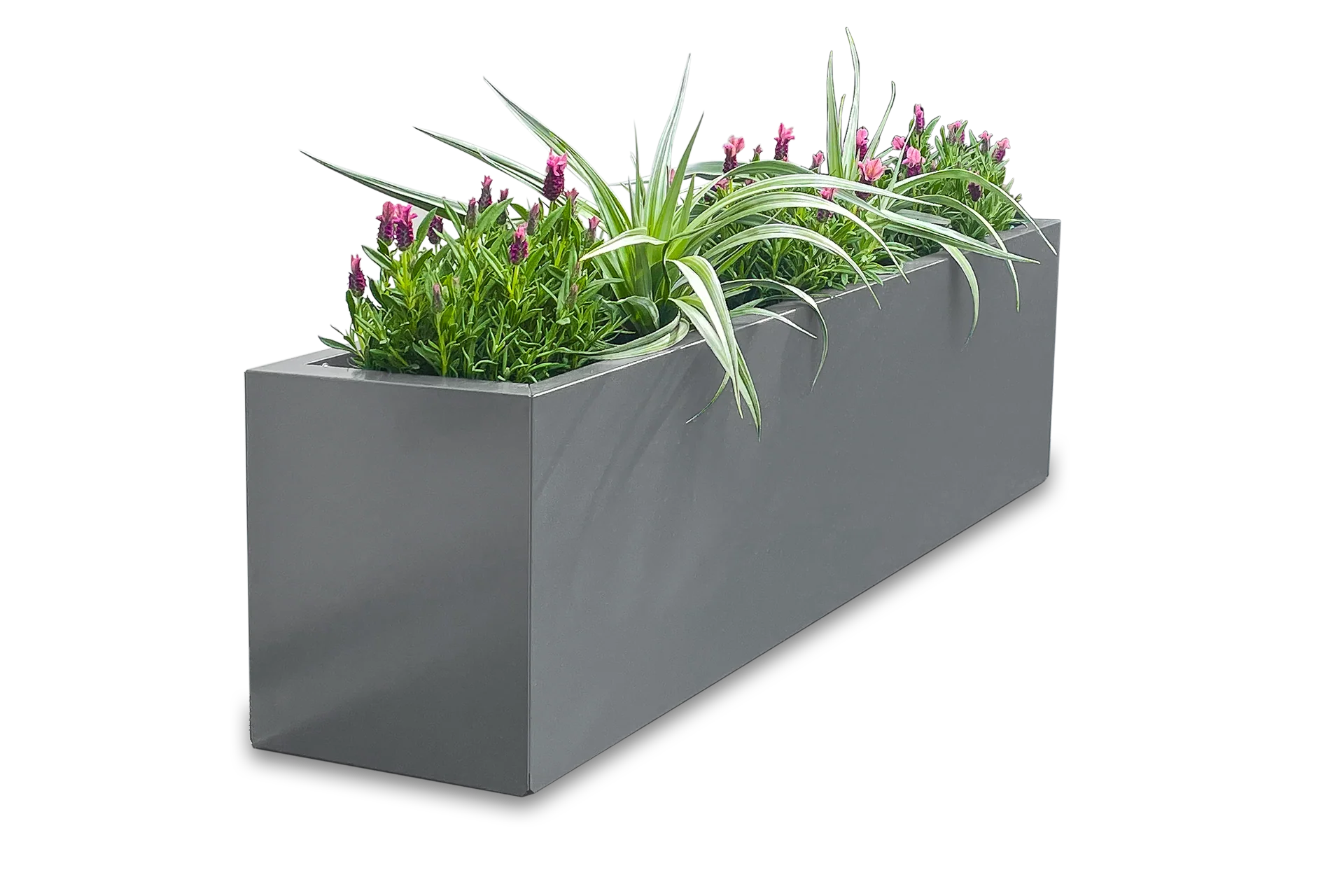 Greenlife Metal Designer Planter Box with Base 1200 x 340 x 400mm Slate Grey - Image 5