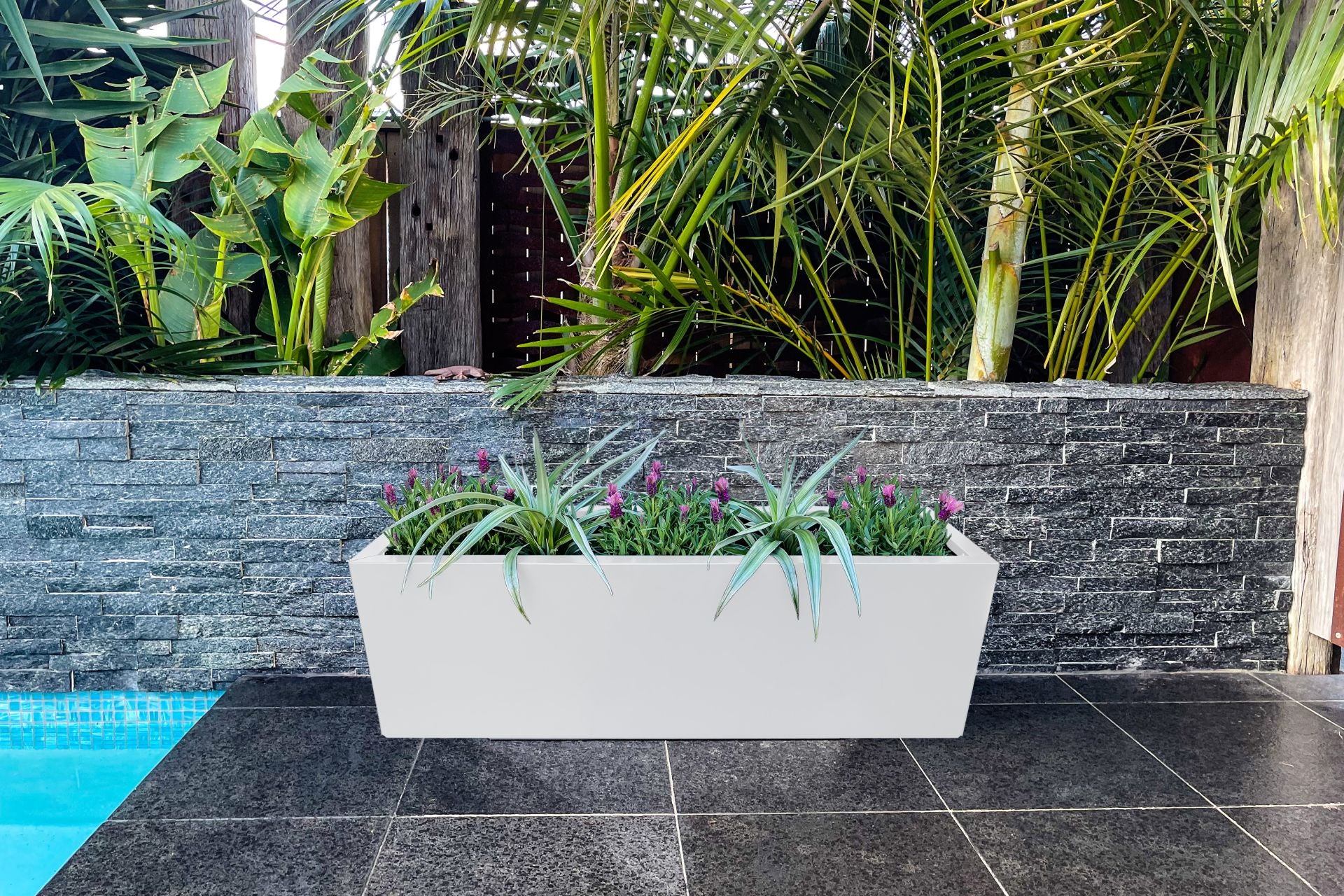 Greenlife Metal Designer Planter Box with Base 1200 x 340 x 400mm Vibrant White - Image 4