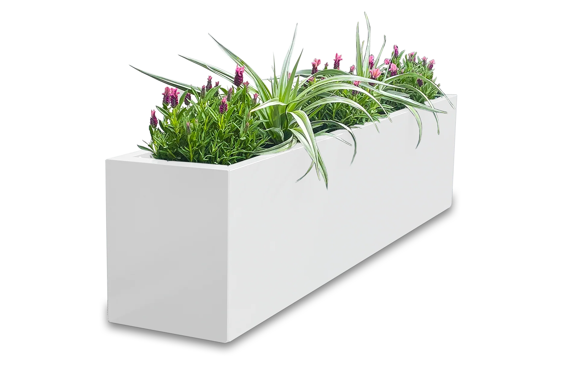 Greenlife Metal Designer Planter Box with Base 1200 x 340 x 400mm Vibrant White - Image 6