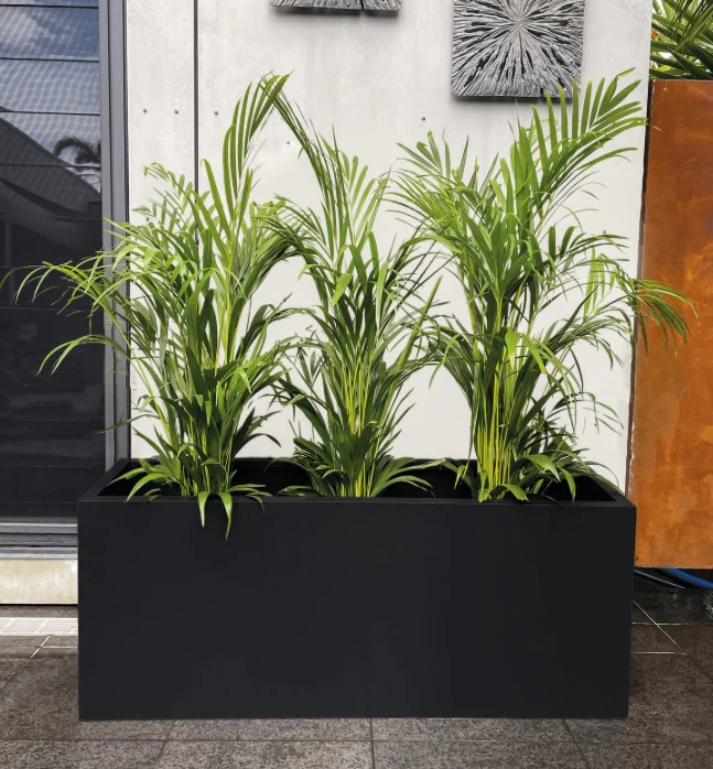 Greenlife Metal Designer Planter Box with Base 1200 x 400 x 500mm Black - Image 2
