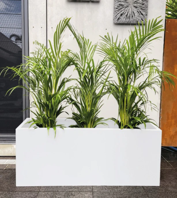 Greenlife Metal Designer Planter Box with Base 1200 x 400 x 500mm Vibrant White - Image 2