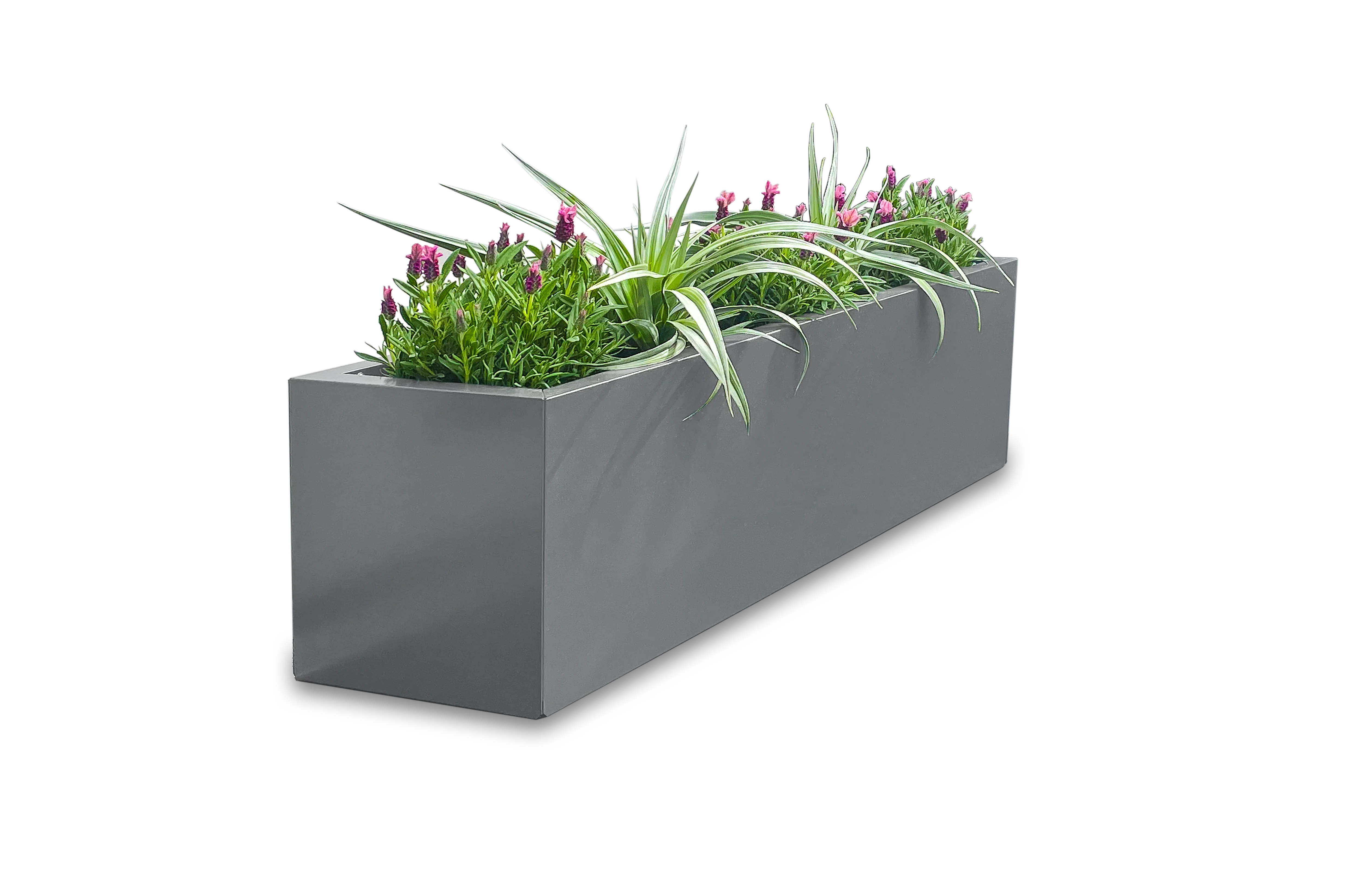 Greenlife Metal Designer Planter Box with Base 1200L x 300W x 300H Slate Grey - Image 4