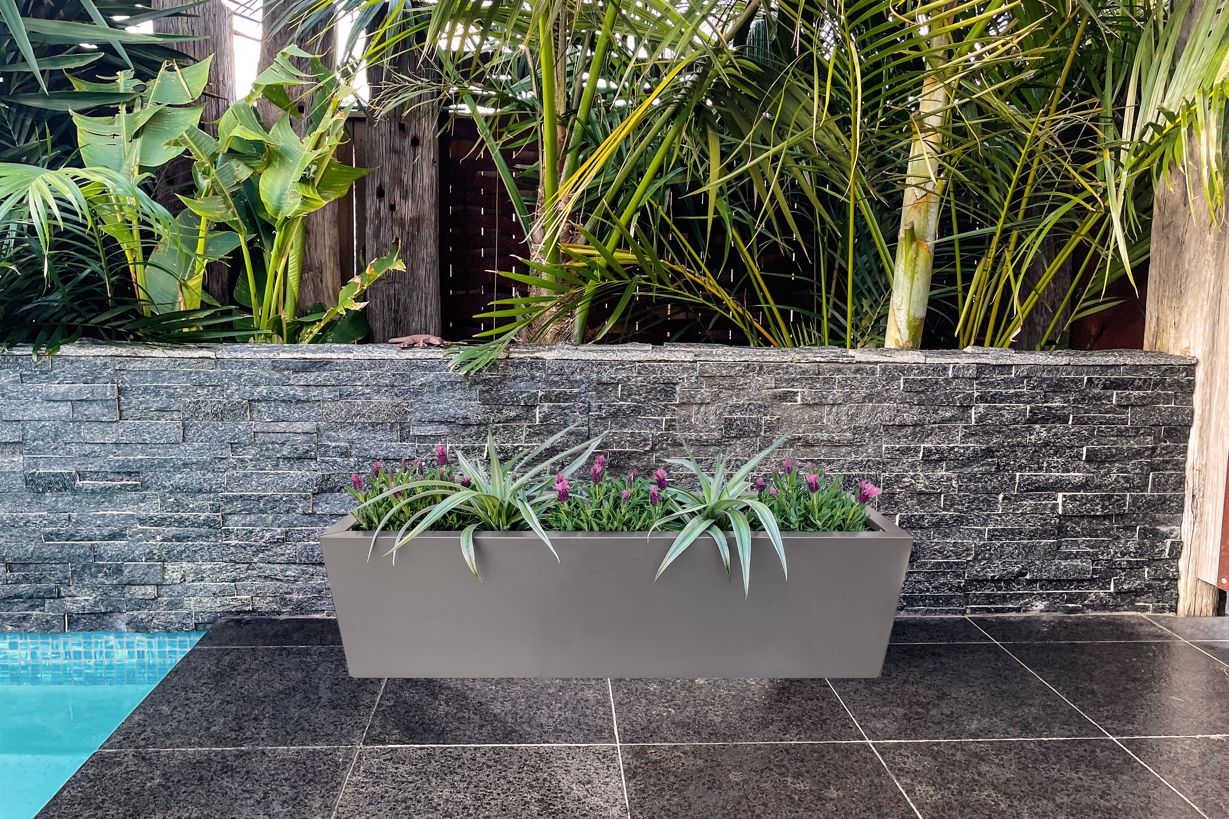 Greenlife Metal Designer Planter Box with Base 1200L x 300W x 300H Slate Grey - Image 6