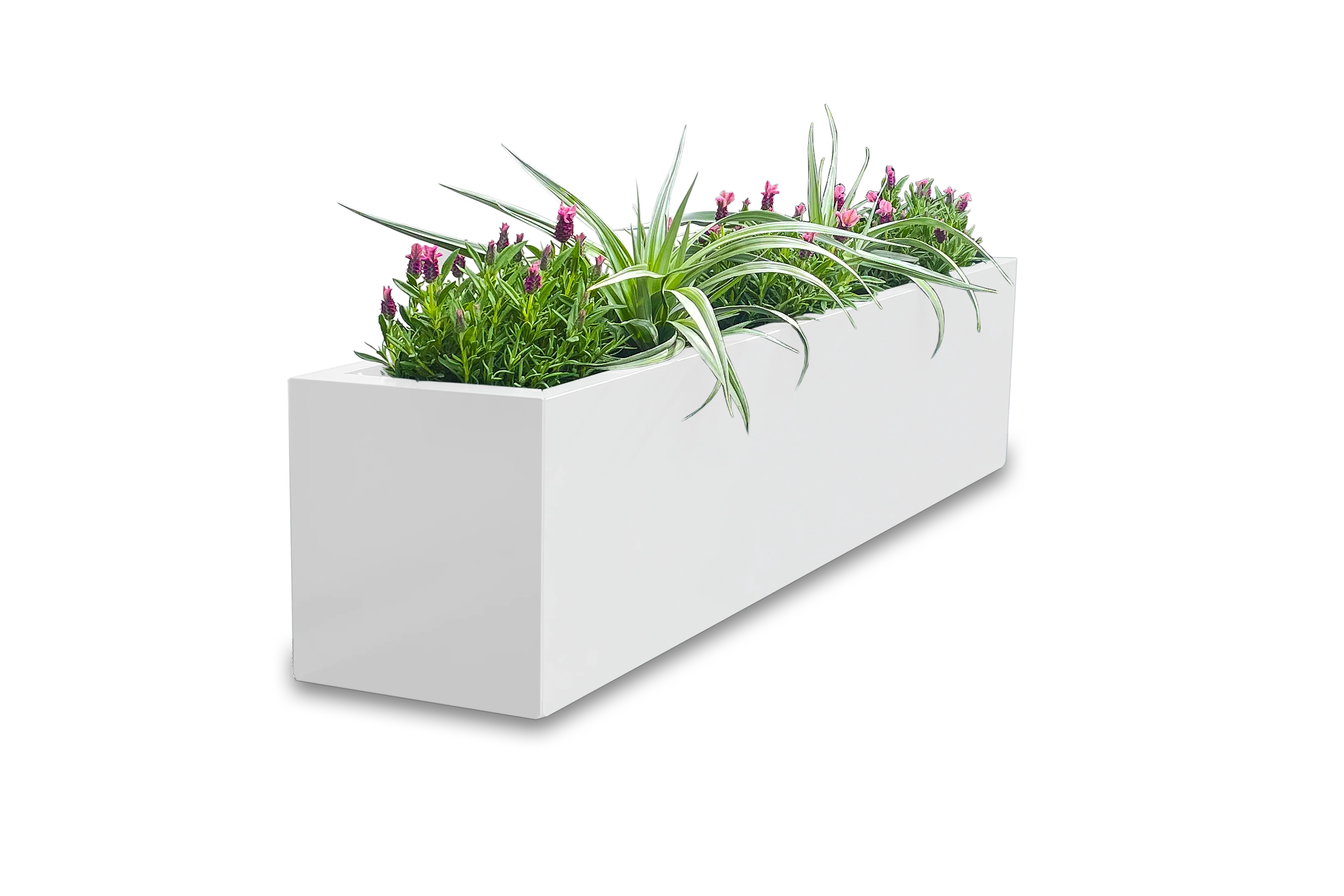 Greenlife Metal Designer Planter Box with Base 1200L x 300W x 300H Vibrant White - Image 2