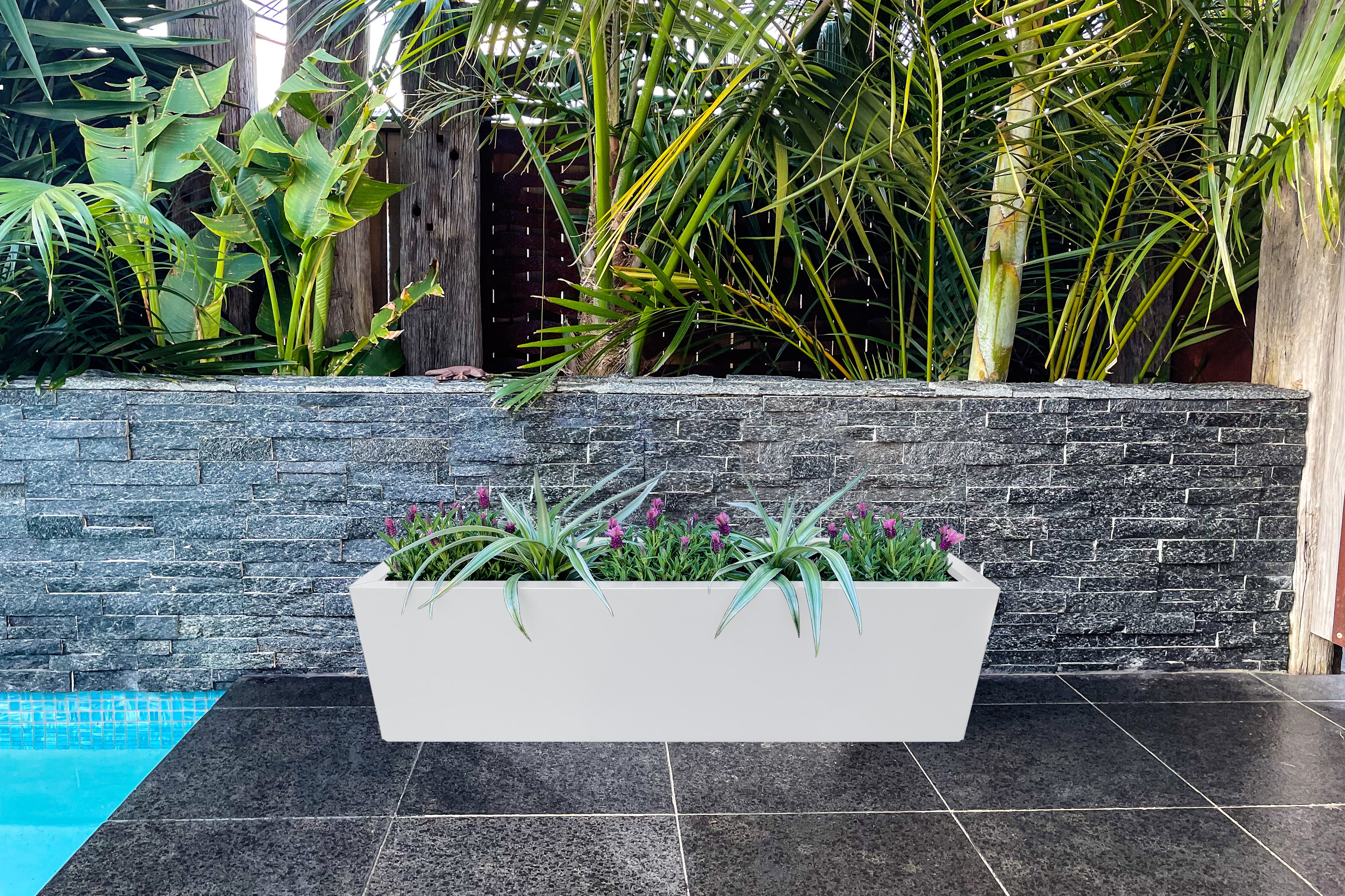Greenlife Metal Designer Planter Box with Base 1200L x 300W x 300H Vibrant White - Image 7