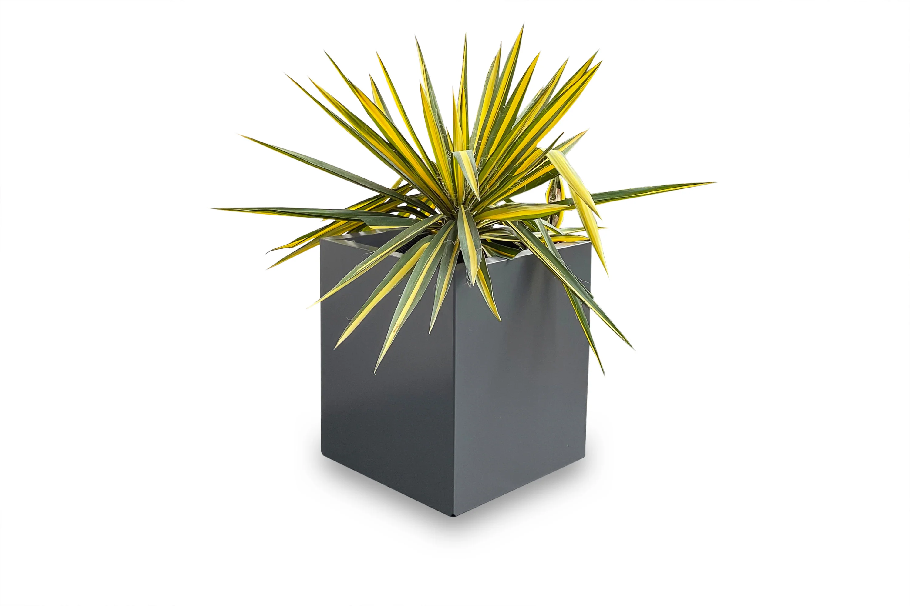 Greenlife Metal Designer Planter Box with Base 340 x 340 x 400mm Slate Grey