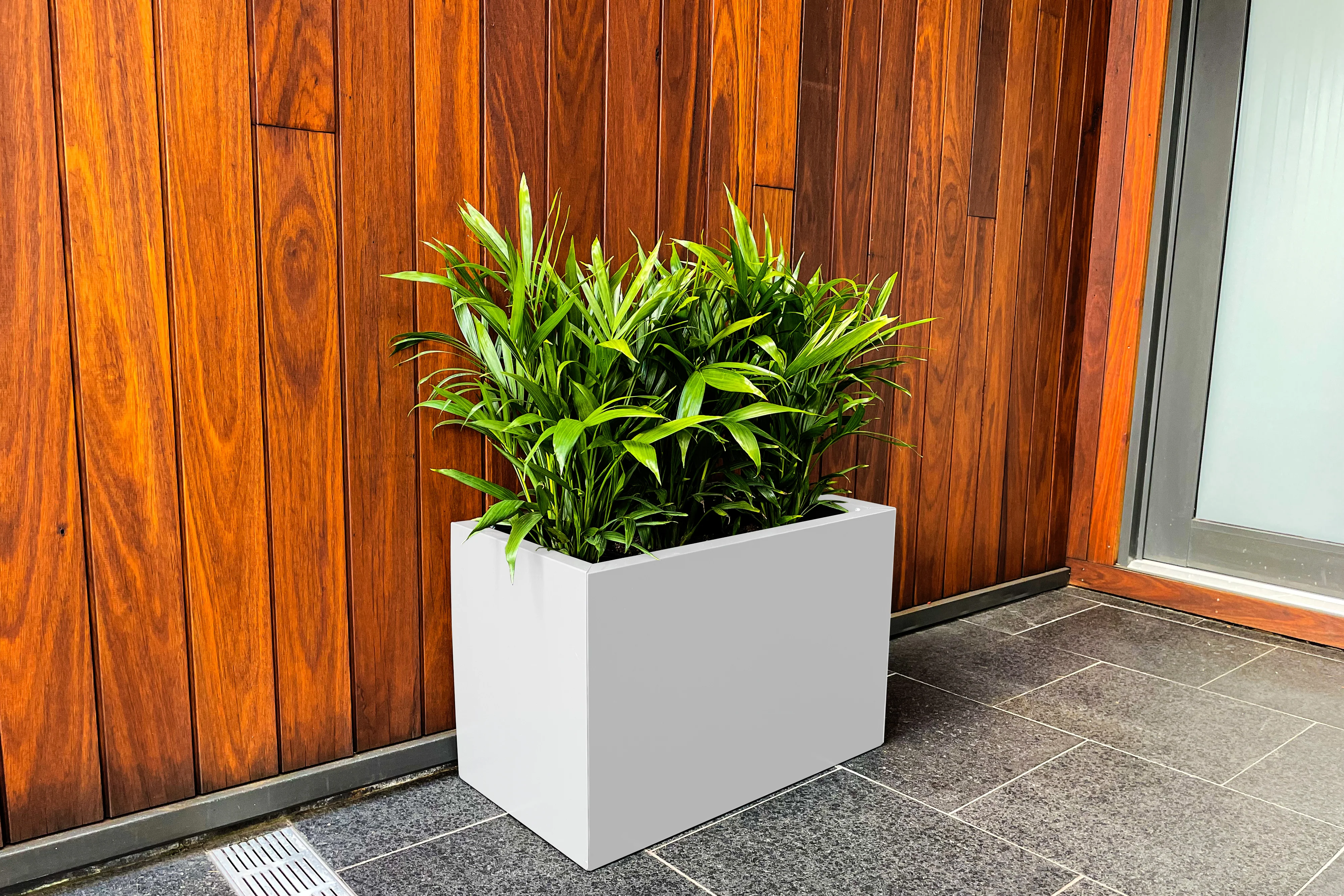 Greenlife Metal Designer Planter Box with Base 600 x 340 x 400mm Vibrant White - Image 2