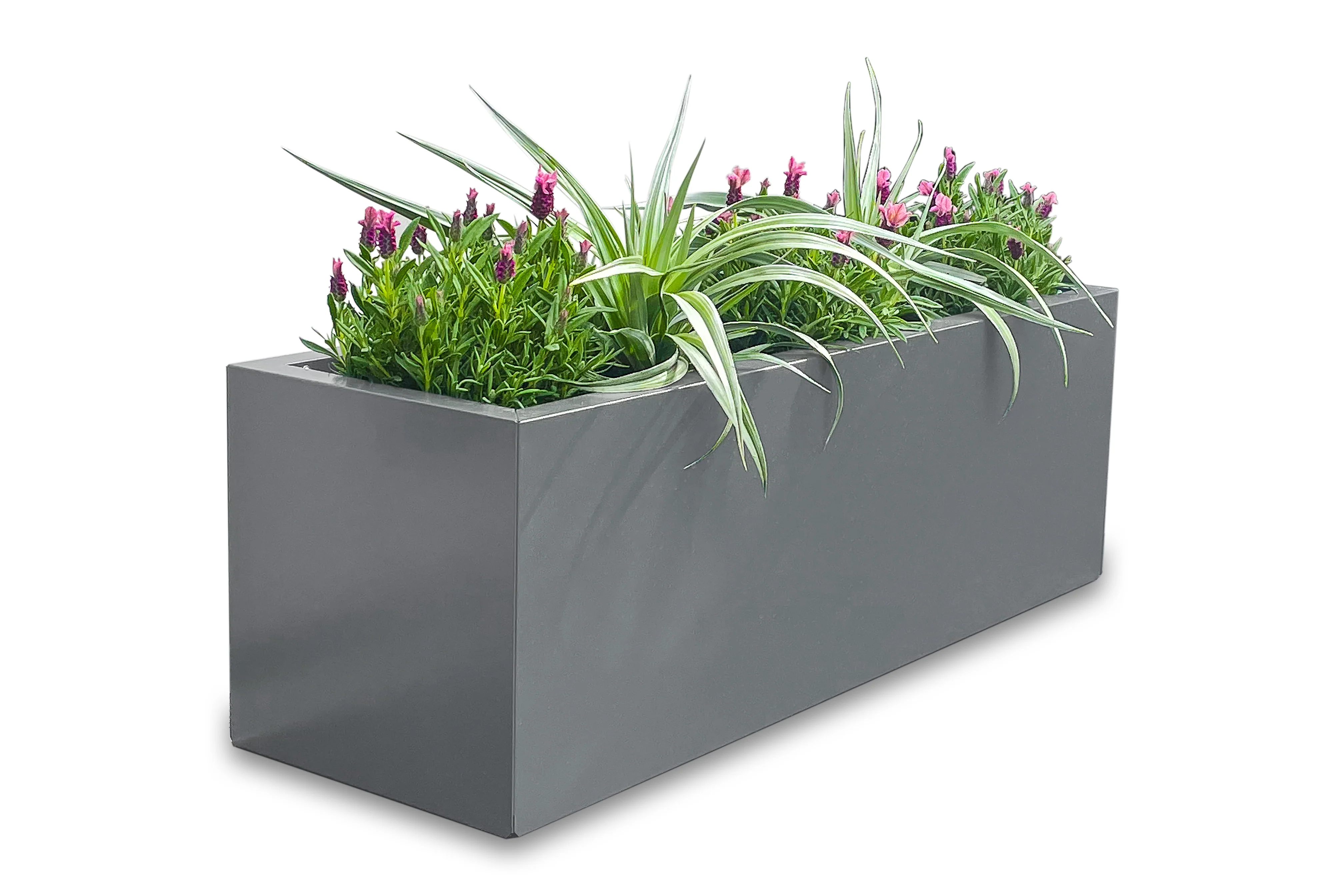 Greenlife Metal Designer Planter Box with Base 900 x 300 x 300mm Slate Grey