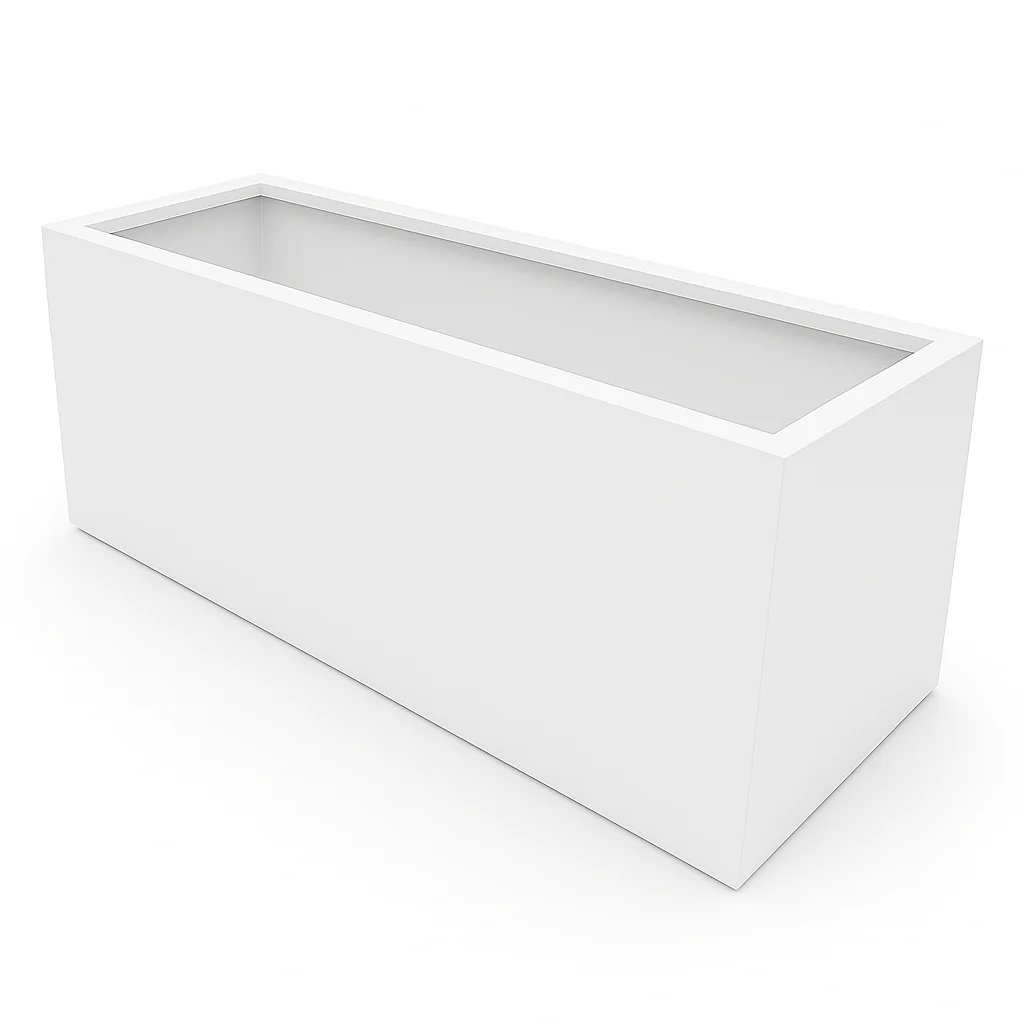 Greenlife Metal Designer Planter Box with Base 900 x 400 x 500mm Vibrant White
