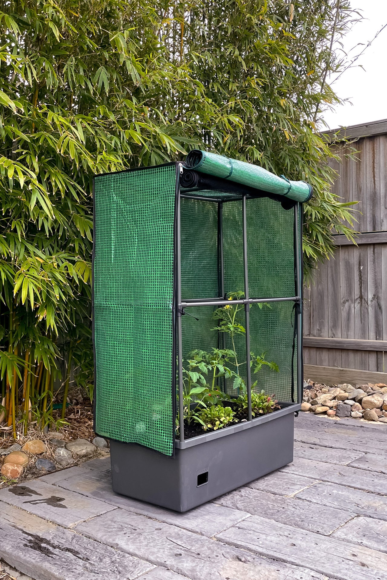 Greenlife Self-Watering Mobile Planter Box with Greenhouse & Netting - Image 10