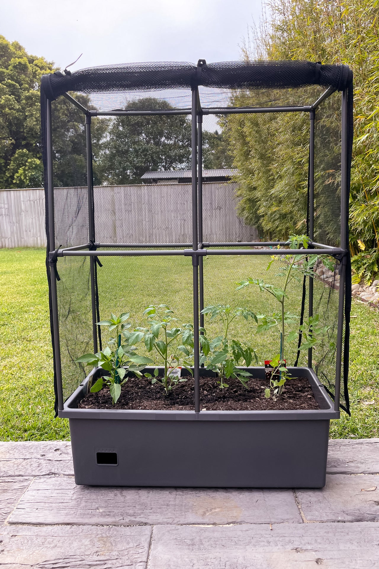Greenlife Self-Watering Mobile Planter Box with Greenhouse & Netting - Image 12