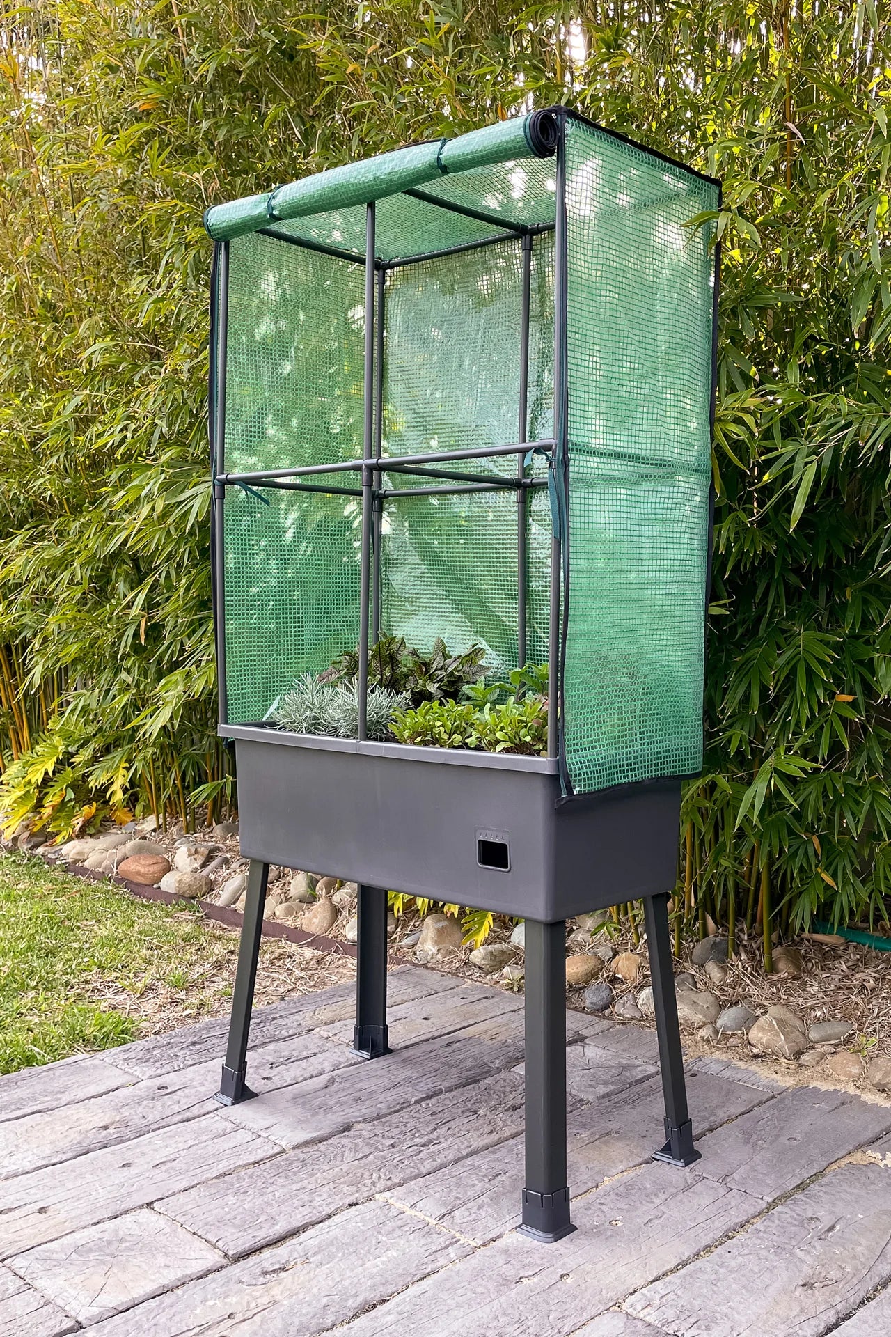 Greenlife Self-Watering Mobile Planter Box with Greenhouse + Leg Kit Bundle - Image 2