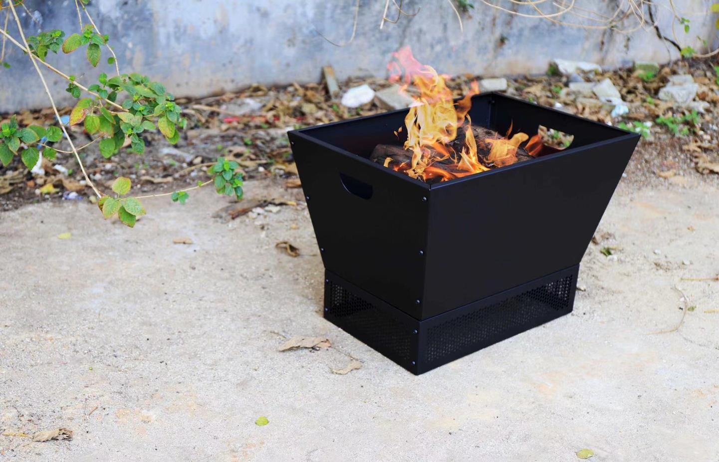 Greenlife Outdoor Fire Pit Modern Style with Mesh Base Surround - Black - Image 5
