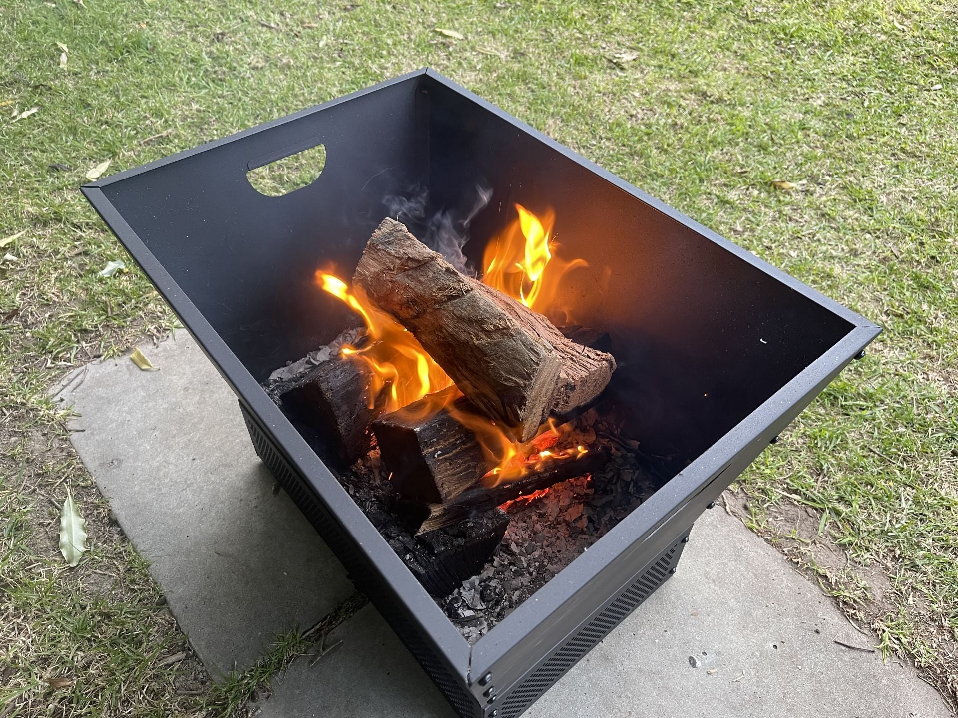 Greenlife Outdoor Fire Pit Modern Style with Mesh Base Surround - Black - Image 8