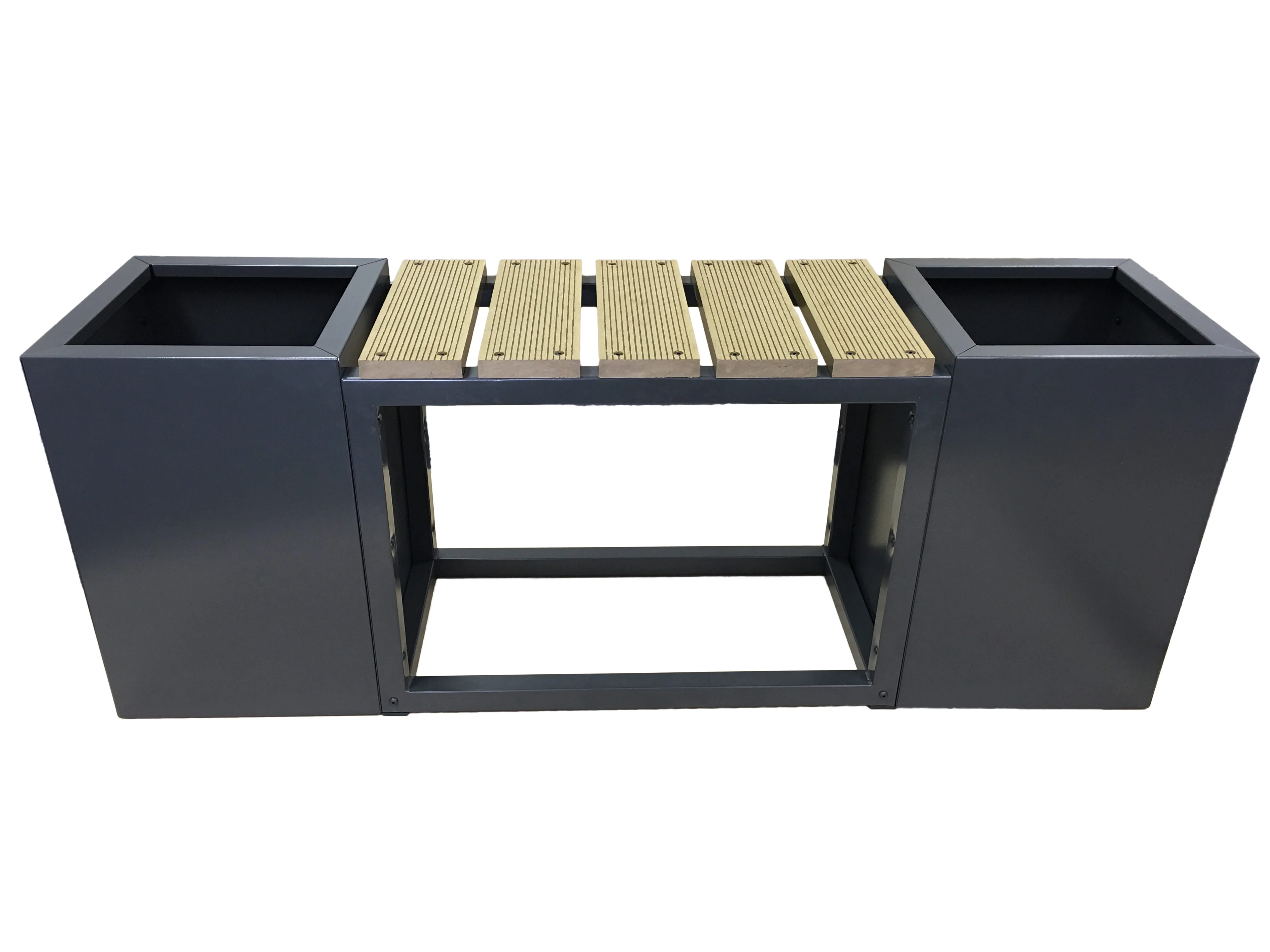 Greenlife Metal Designer Planter Boxes & Composite Seat - Charcoal - Image 2