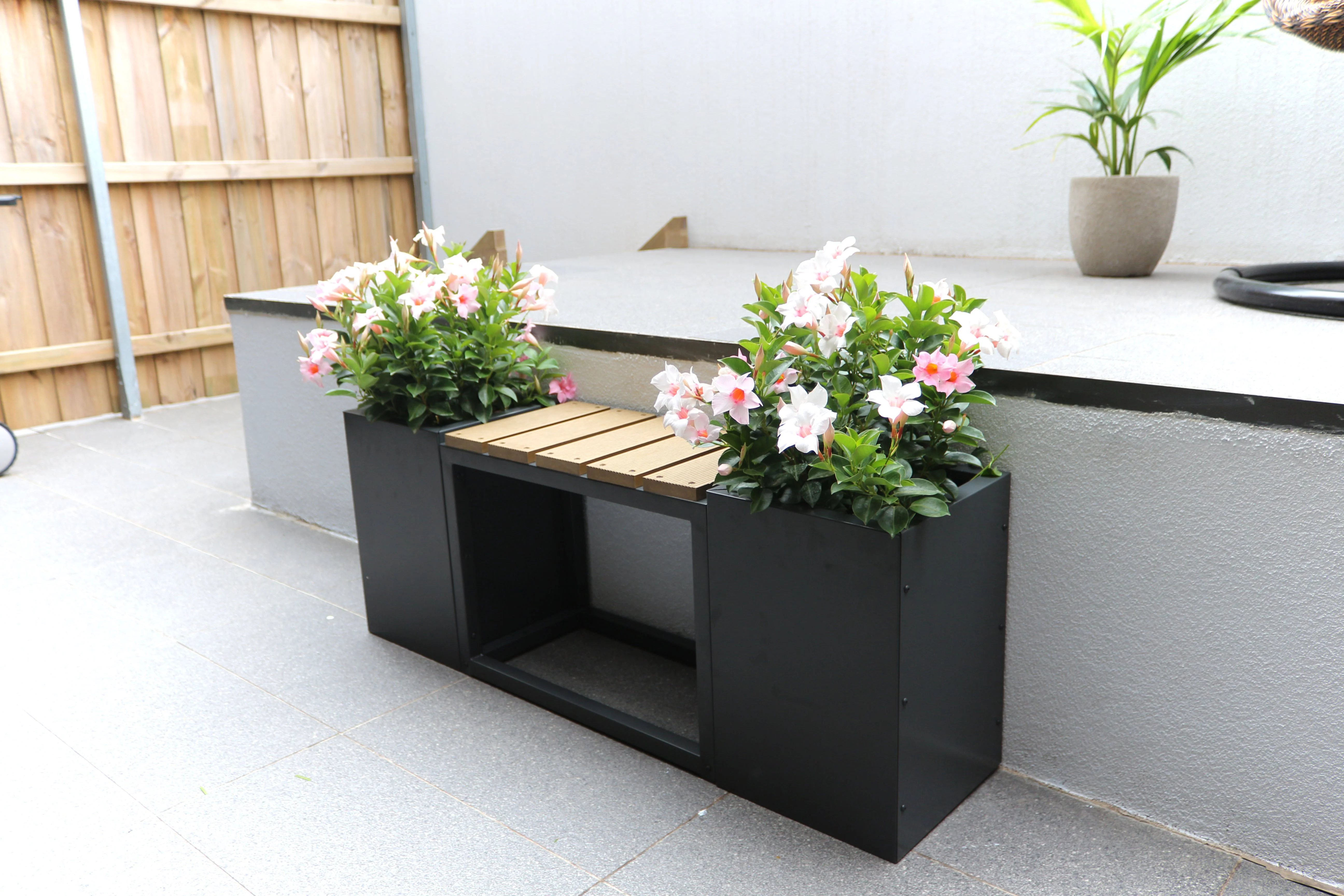 Greenlife Metal Designer Planter Boxes & Composite Seat - Charcoal - Image 5