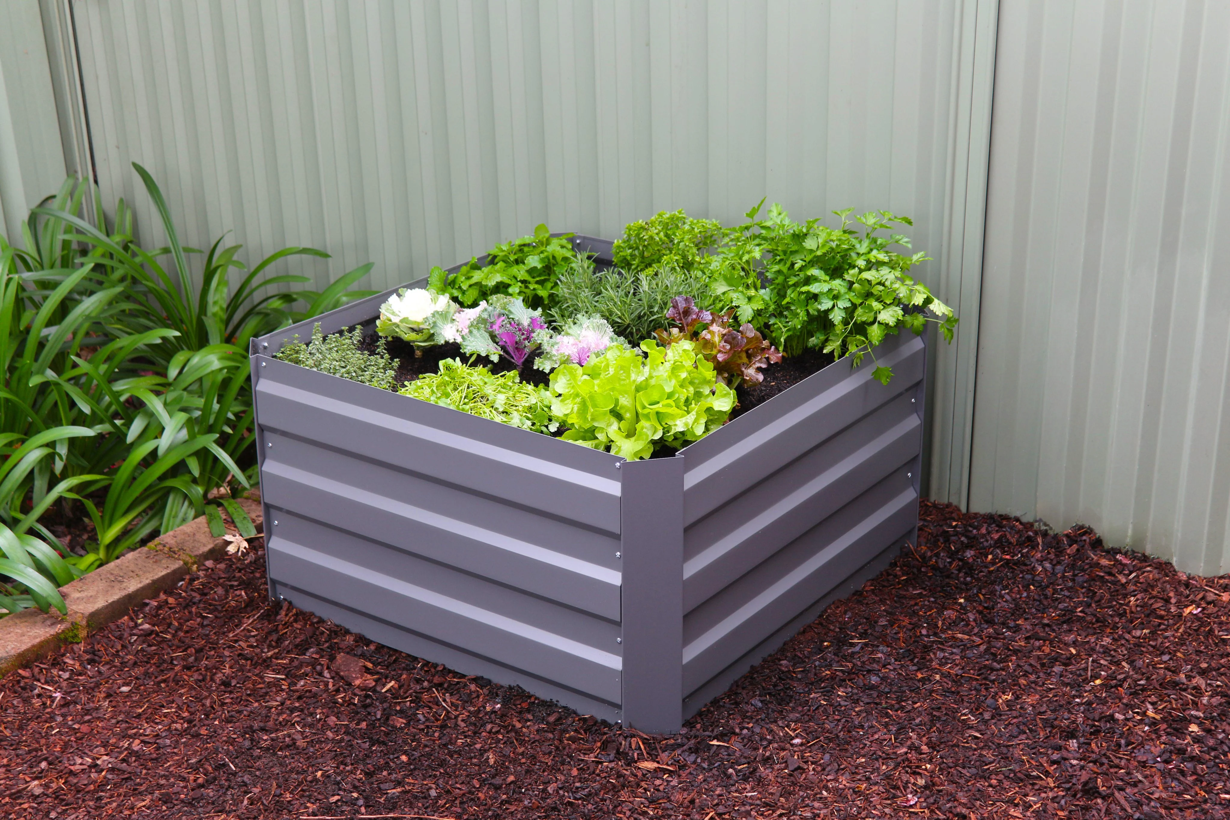 Greenlife Square Raised Garden Bed 850 x 850 x 450mm - Slate Grey - Image 2