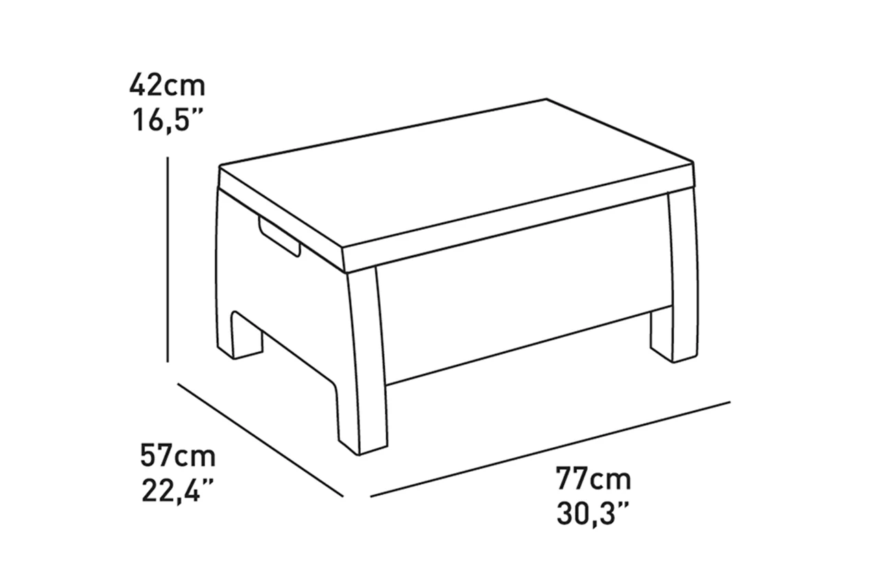 Keter Corfu 100L Resin Wicker Storage Table - Graphite - Image 4