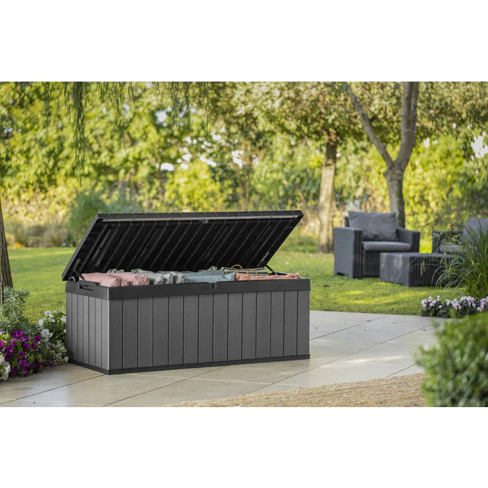 Keter Darwin Short 380L Storage Box - Black and Grey - Image 2