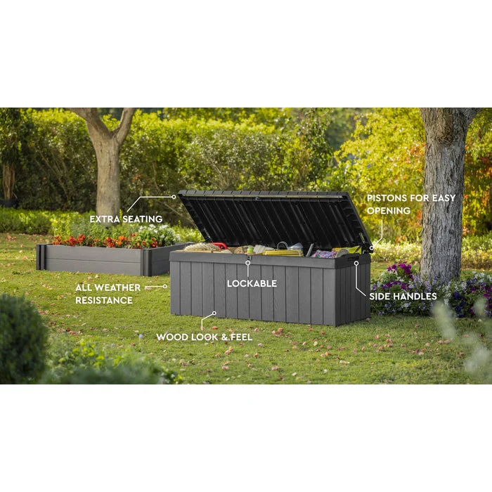Keter Darwin Short 380L Storage Box - Black and Grey - Image 8