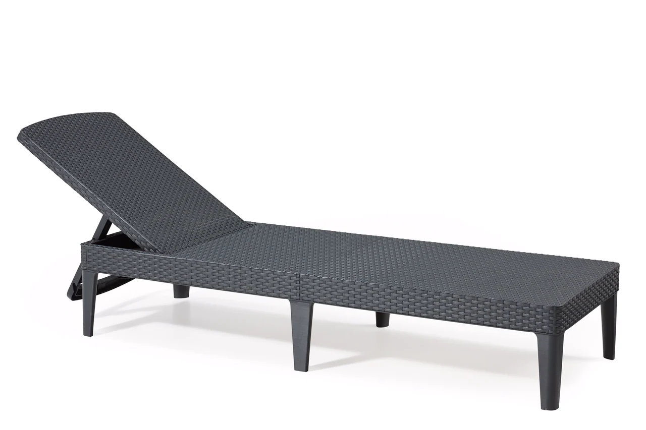 Keter Jaipur Rattan Sun Lounger Chair with Cushion - Graphite - Image 2