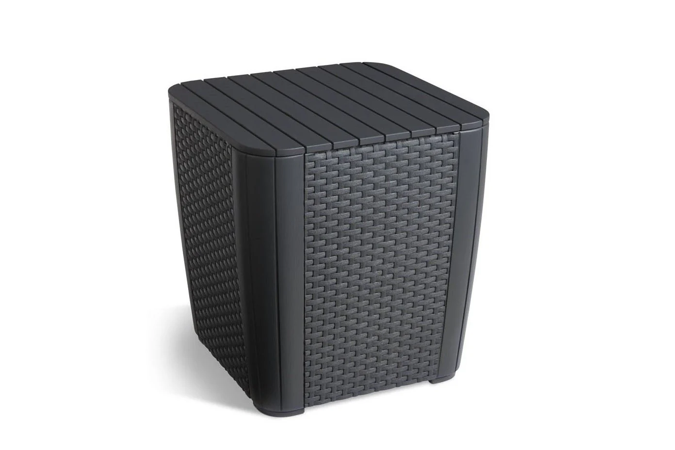 Keter Luzon Flat Wicker 44L Outdoor Storage Box Table - Anthracite