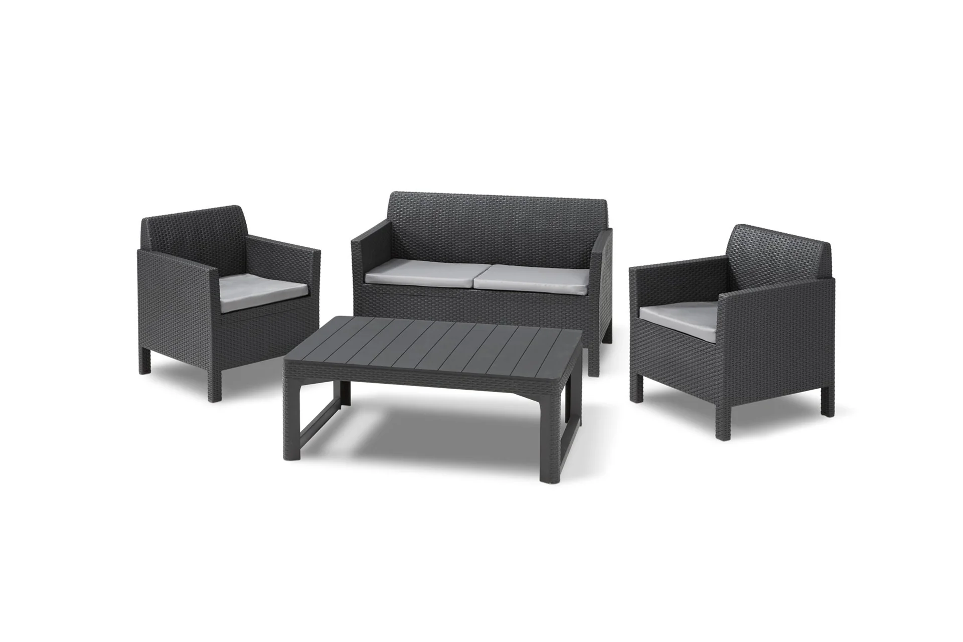 Keter Orlando Lounge Set with Storage Table and Cushions - Graphite