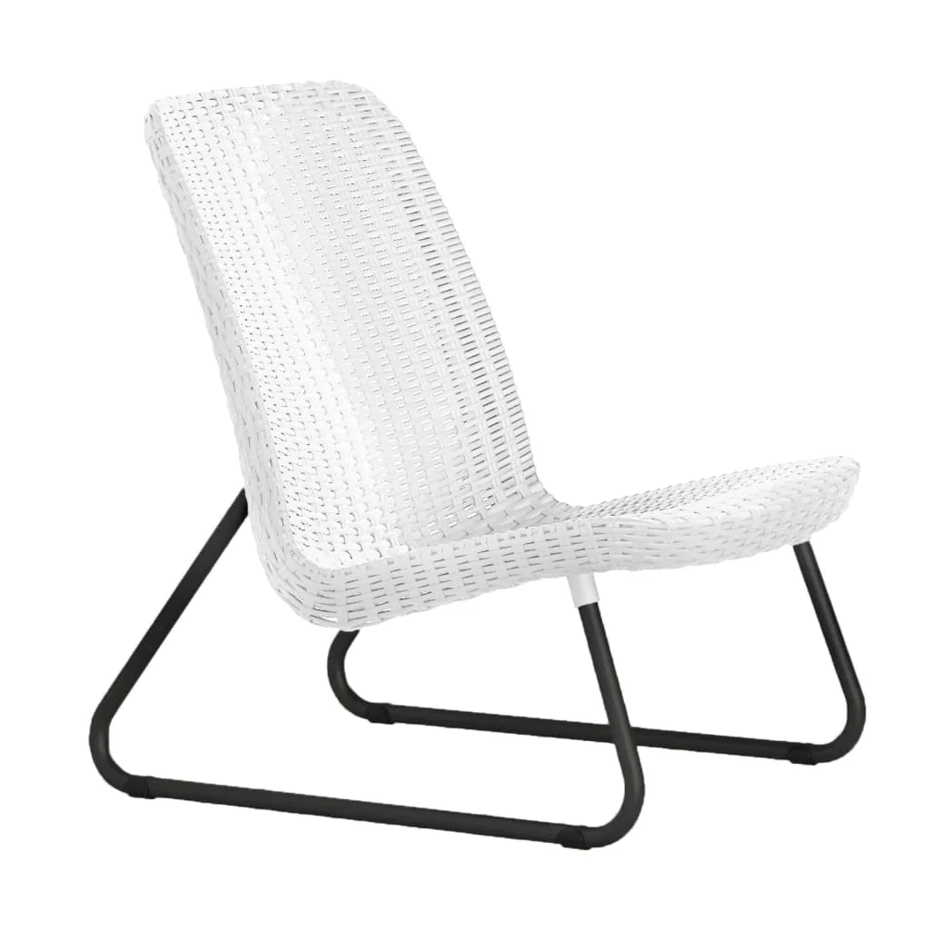 Keter Rio Rattan Outdoor Balcony Patio Set - White with Black Legs - Image 3