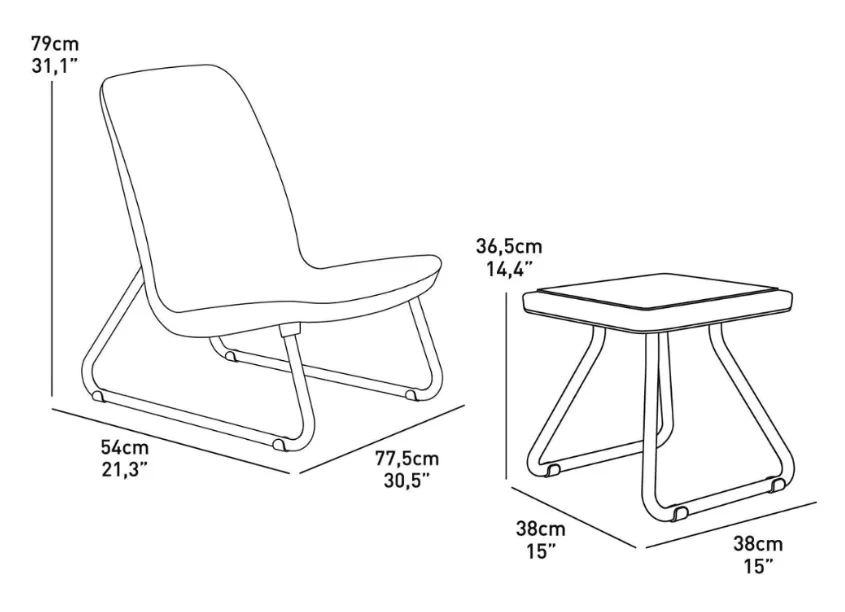 Keter Rio Rattan Outdoor Balcony Patio Set - White with Black Legs - Image 9
