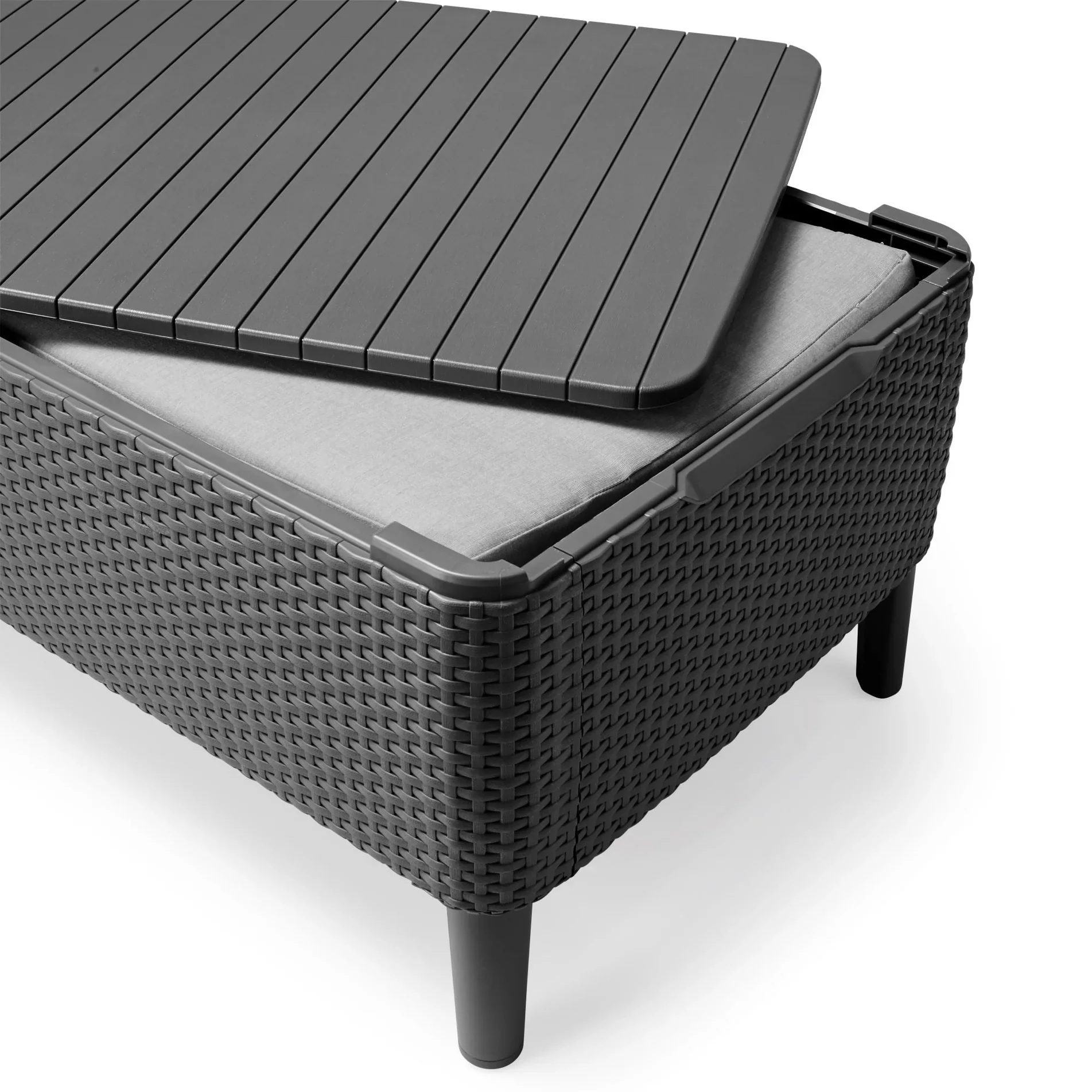 Keter Salemo Lounge Set with Storage Table and Cushions - Graphite - Image 4