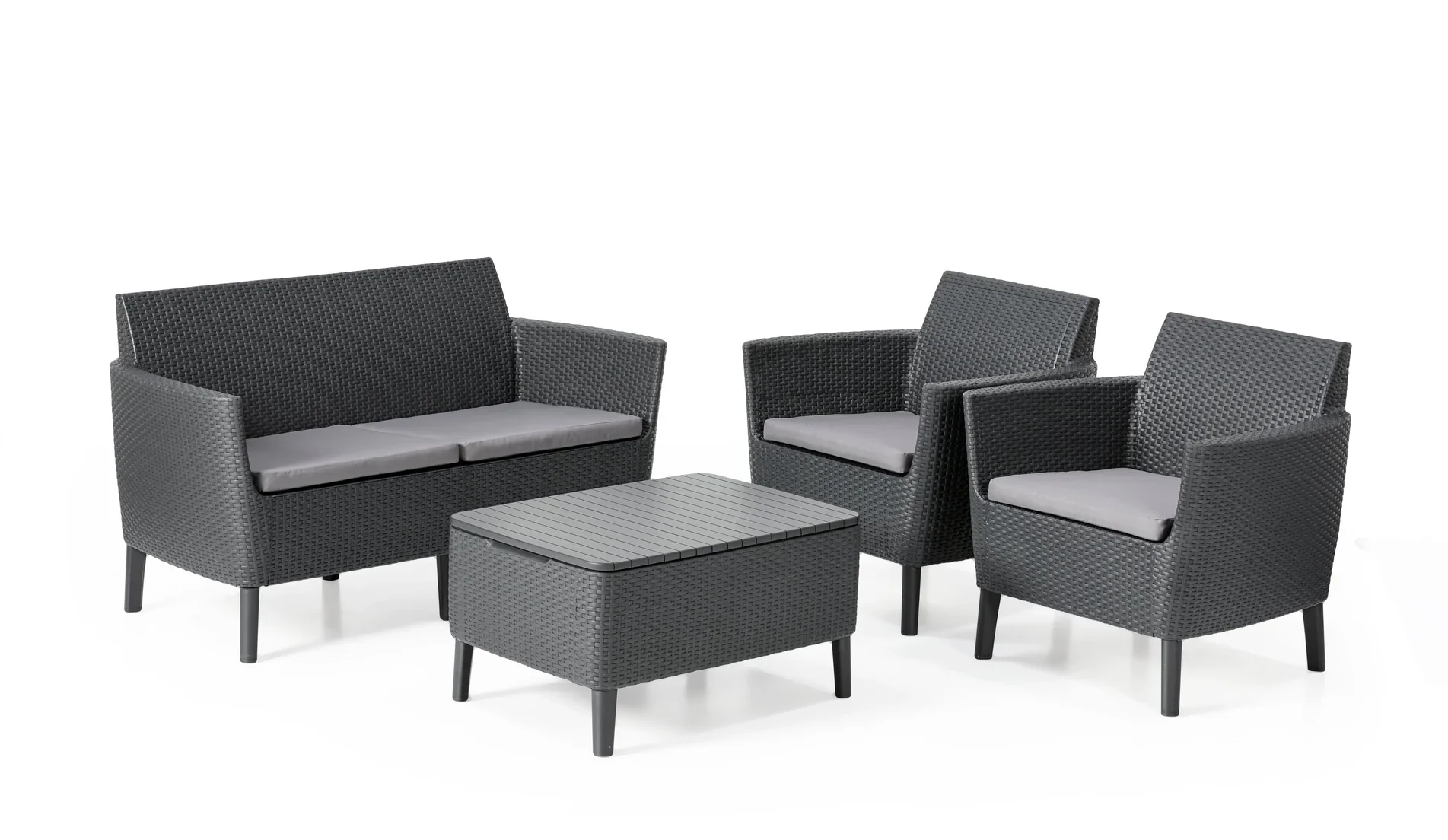 Keter Salemo Lounge Set with Storage Table and Cushions - Graphite - Image 5