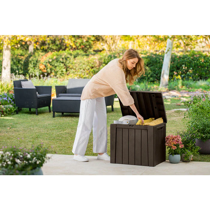 Keter Urban Box 2 in 1 - 113L Storage Box and Seat - Brown - Image 6
