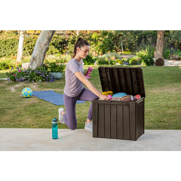 Keter Urban Box 2 in 1 - 113L Storage Box and Seat - Brown - Image 9
