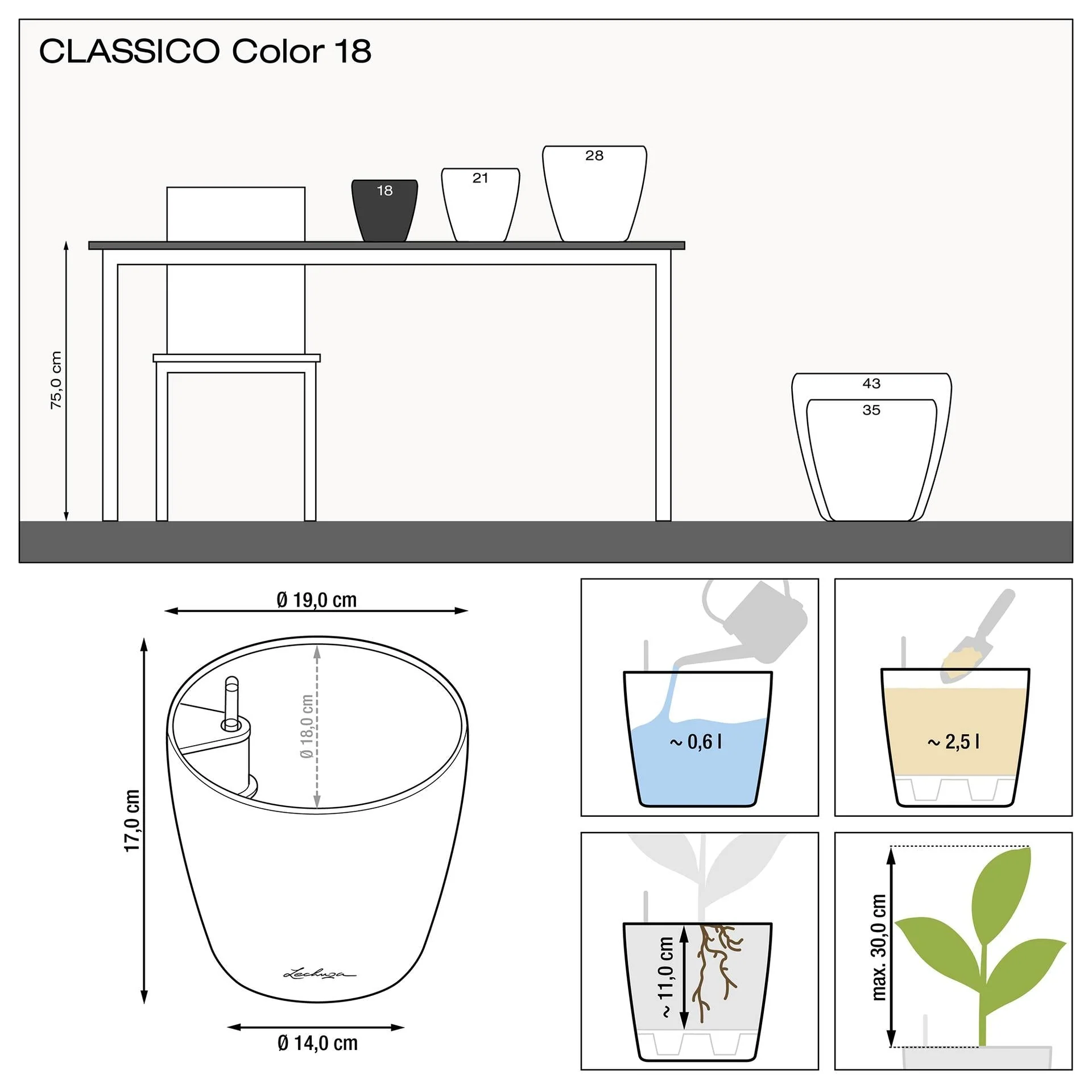 Lechuza Self-Watering Pot - CLASSICO Color 18 - Image 6