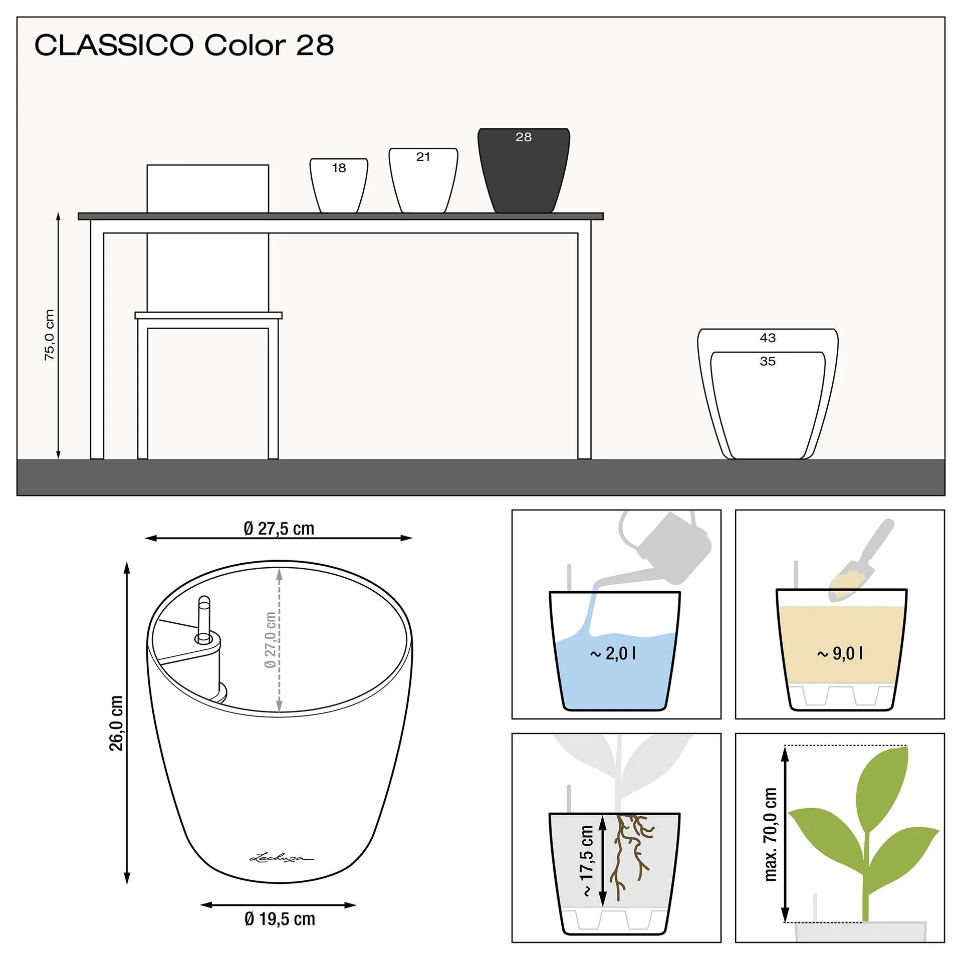 Lechuza Self-Watering Pot - CLASSICO Color 28 - Image 9