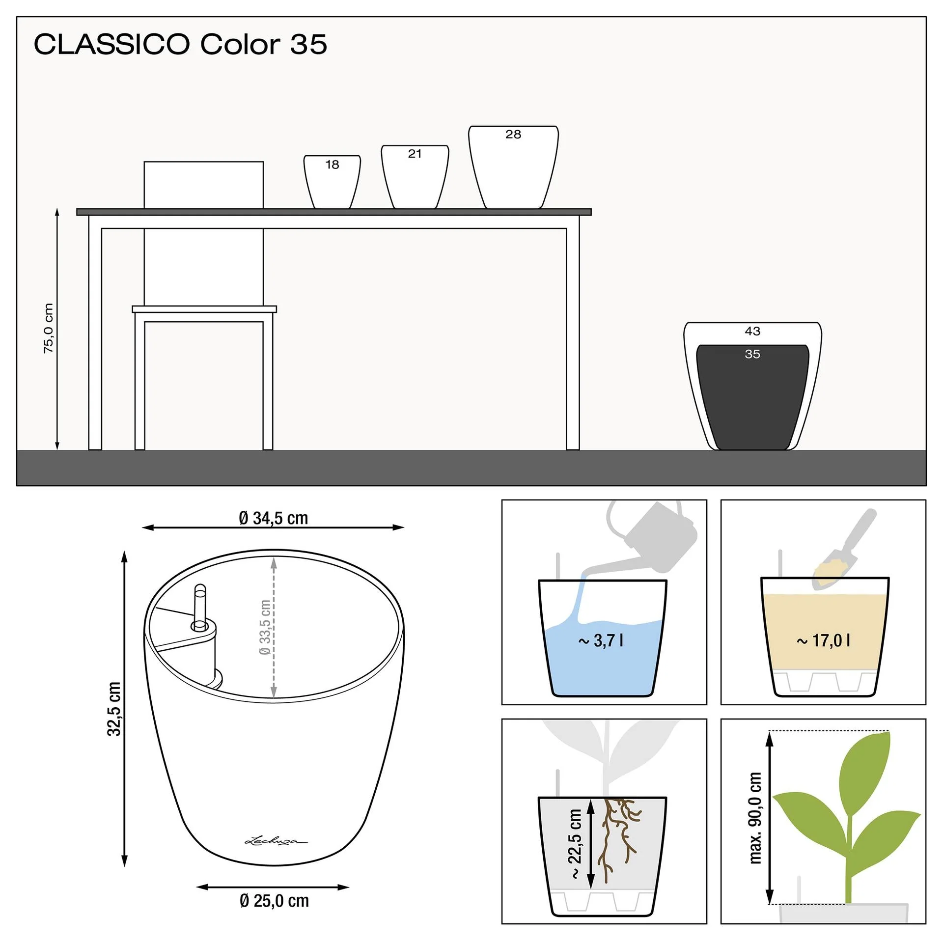 Lechuza Self-Watering Pot - CLASSICO Color 35 - Image 8