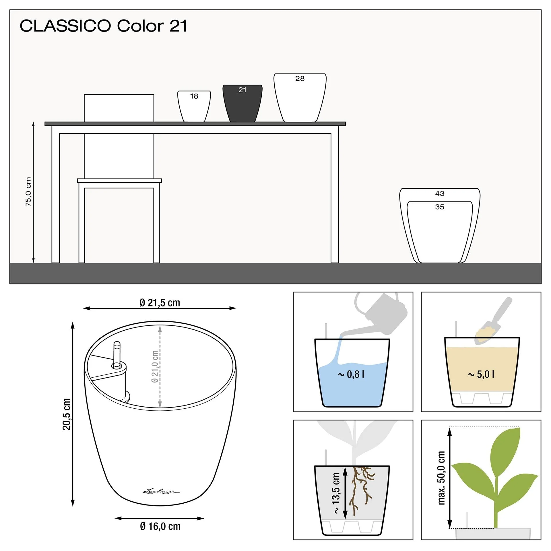 Lechuza Self-Watering Pot - CLASSICO Color 21 - Image 4