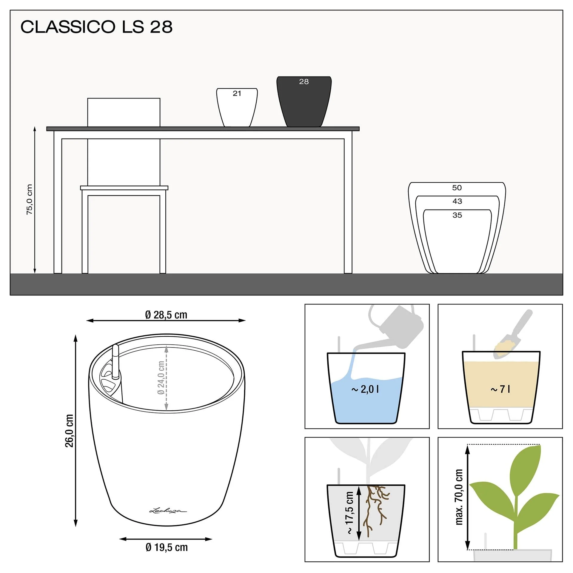 Lechuza Self-Watering Pot - CLASSICO LS 28 Premium - Image 10